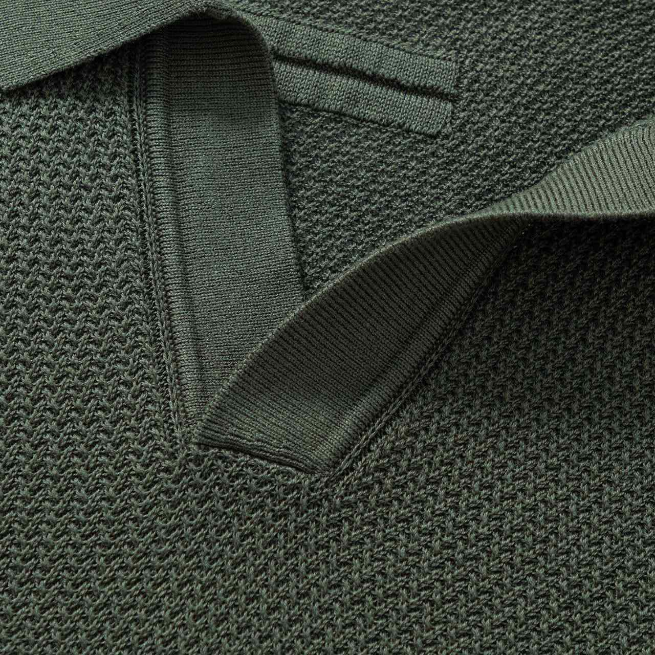 Zegna Premium Cotton Knit Johnny Collar Polo Sweater - DesignerGu