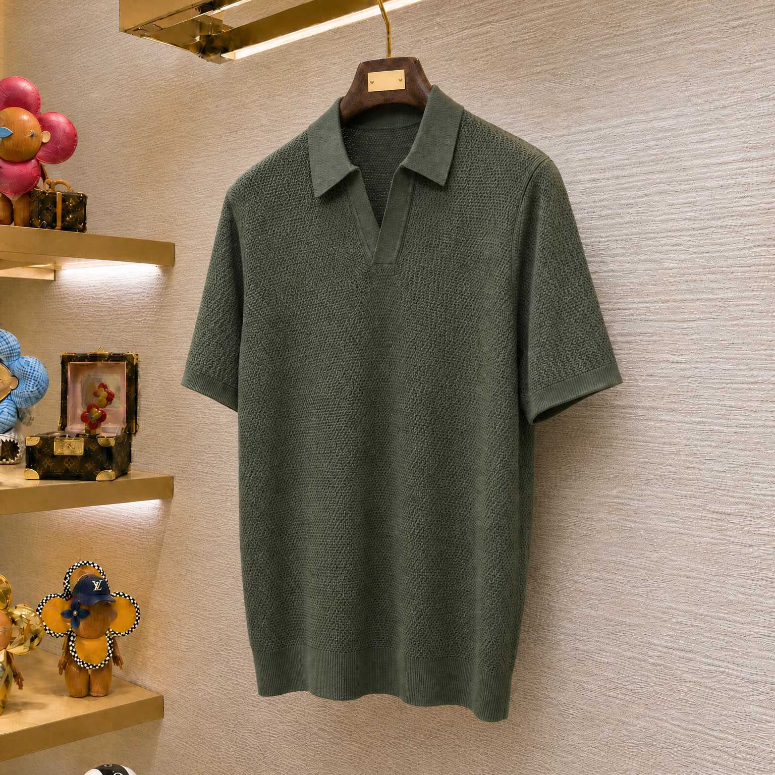 Zegna Premium Cotton Knit Johnny Collar Polo Sweater - DesignerGu