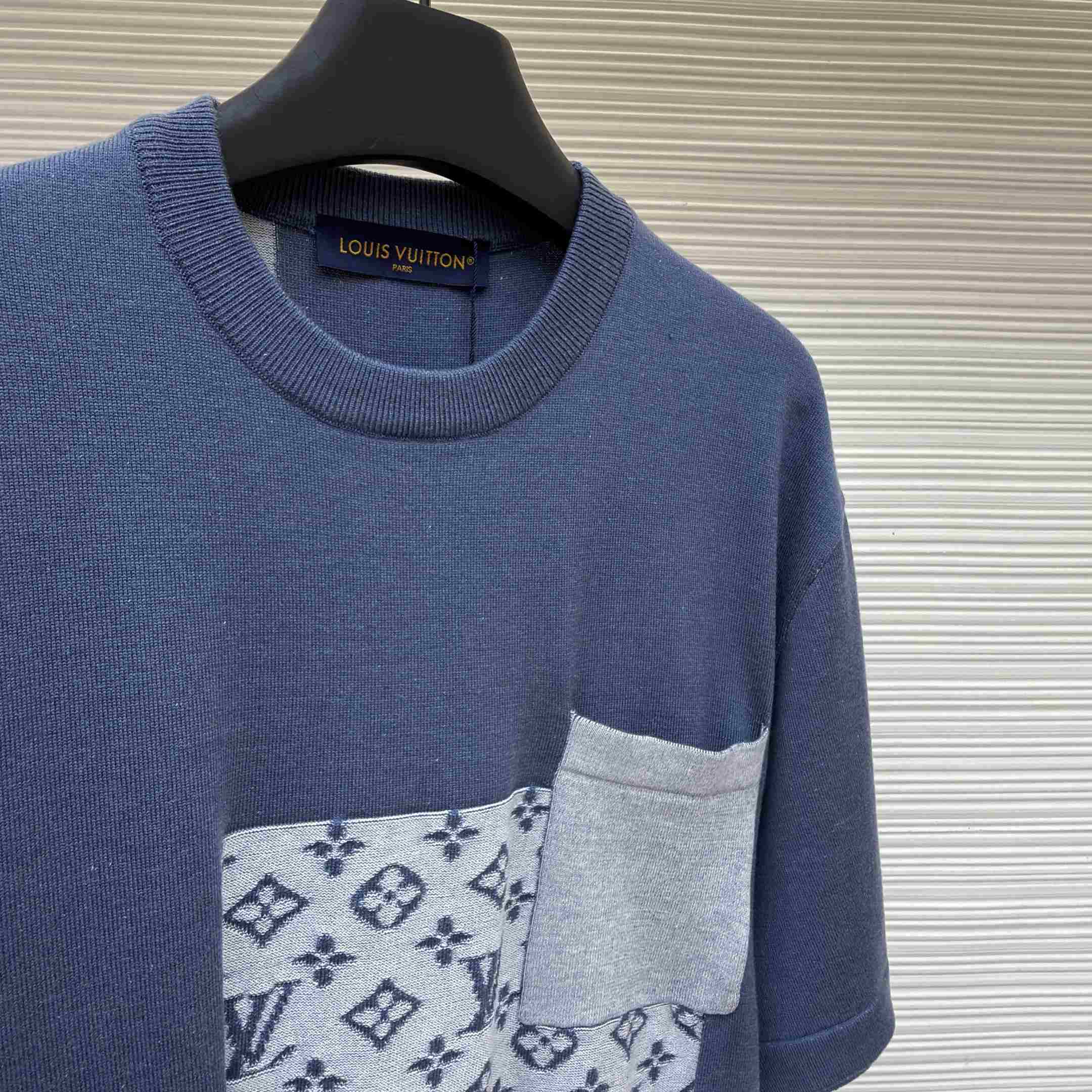 Louis Vuitton Knitted Patchwork Denim Short-Sleeved Crewneck - DesignerGu