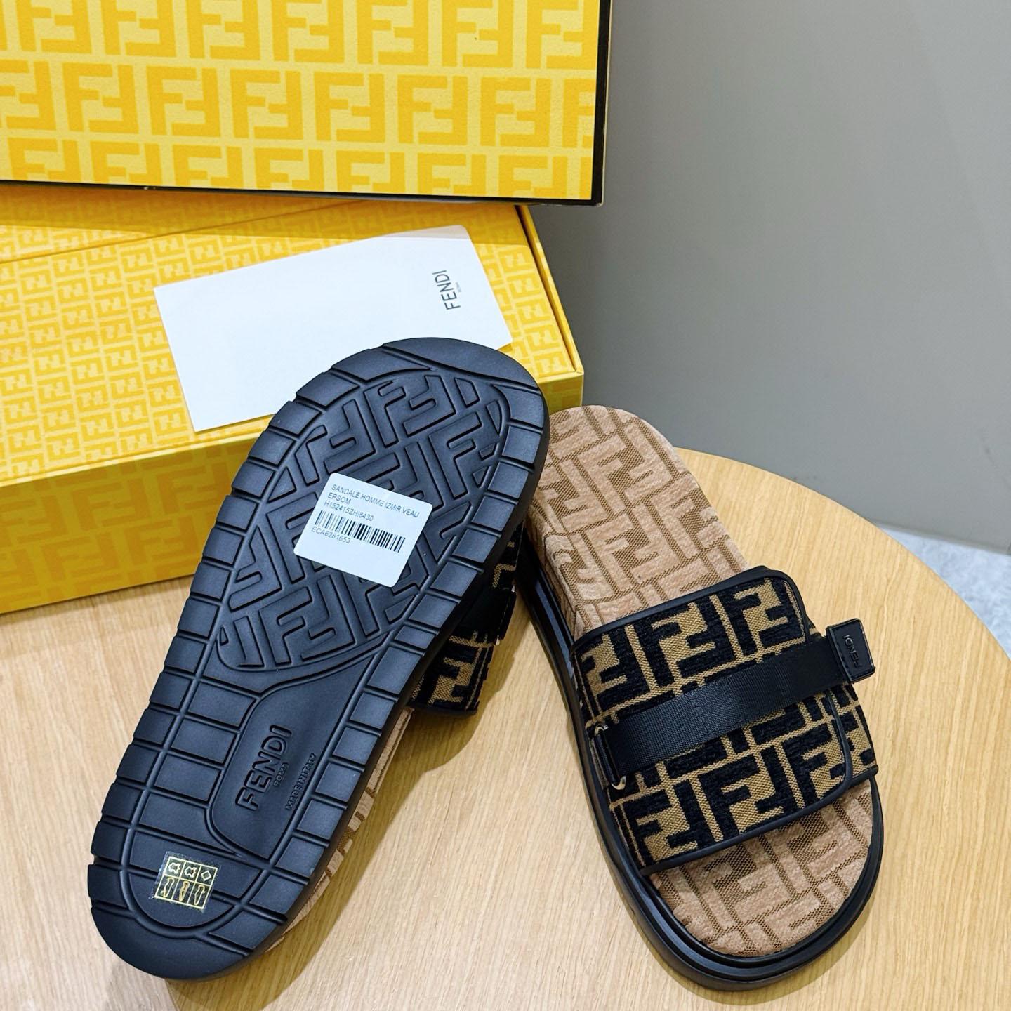 Fendi Jacquard Strap Slides - DesignerGu