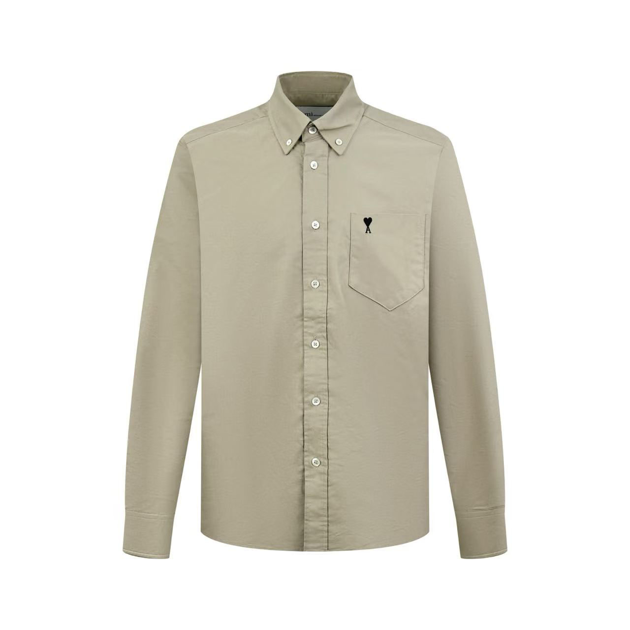 AMI Paris Ami De Coeur Logo-Embroidered Shirt - DesignerGu