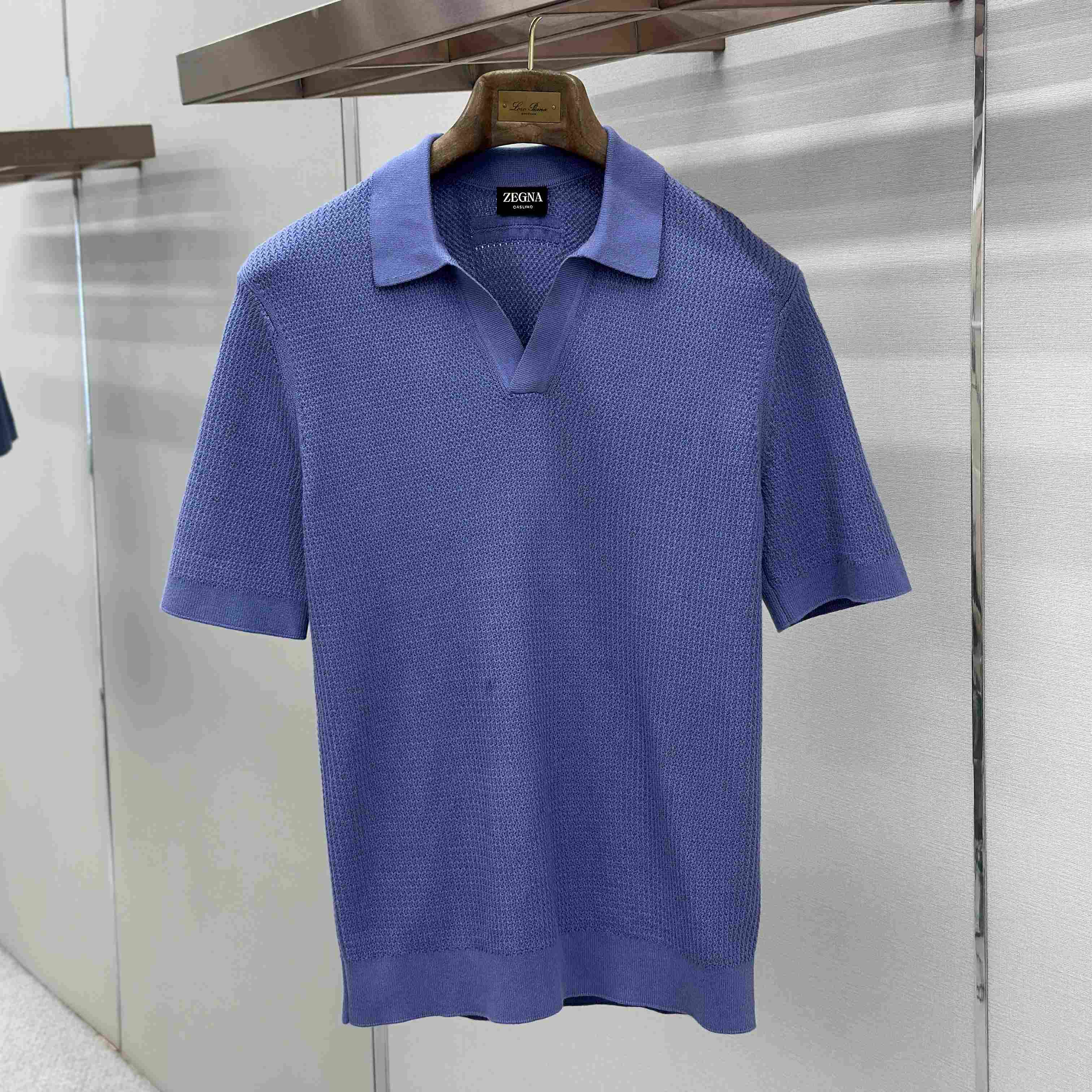 Zegna Lilac Premium Cotton Polo Shirt - DesignerGu