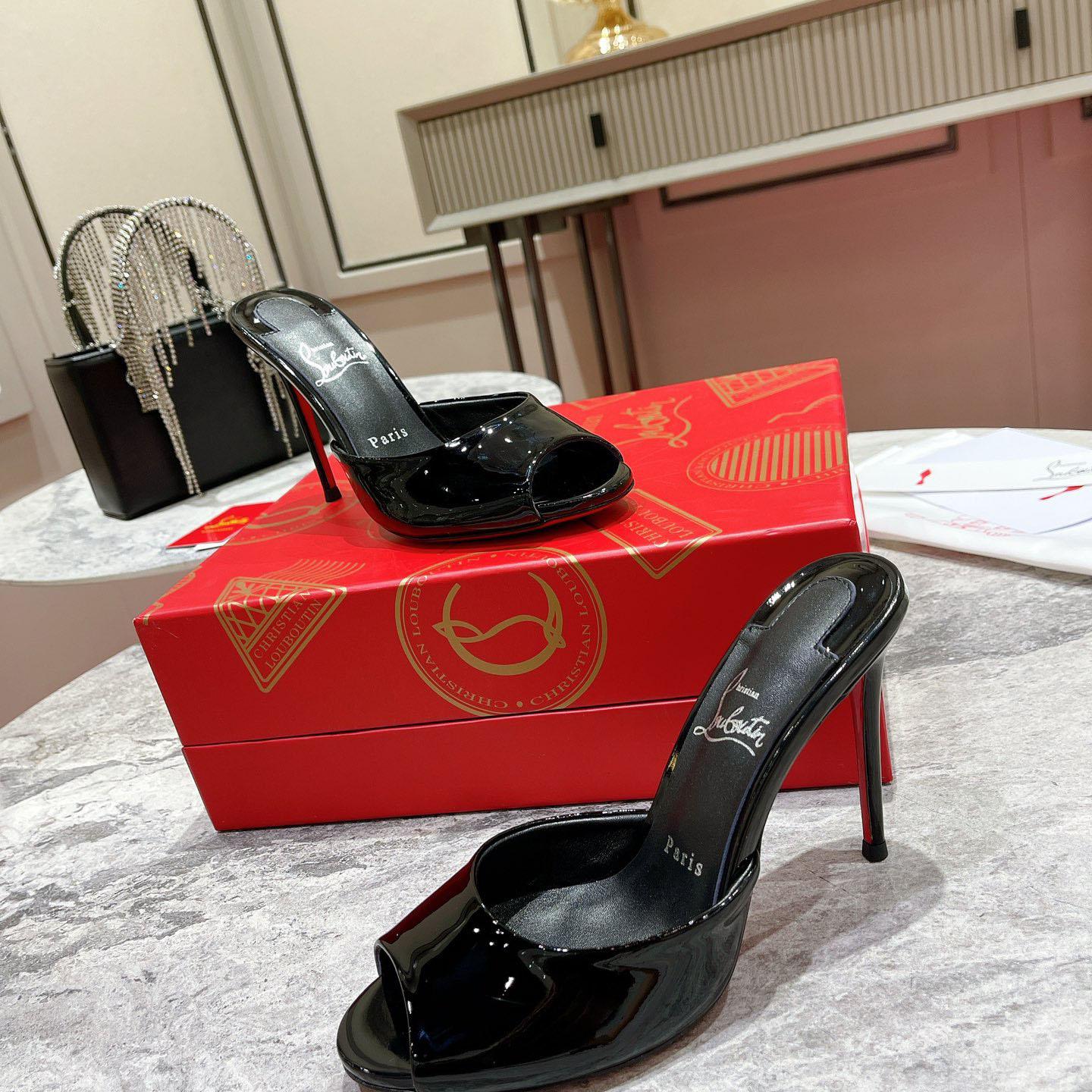 Christian Louboutin Me Dolly 100MM Patent Leather Mules - DesignerGu