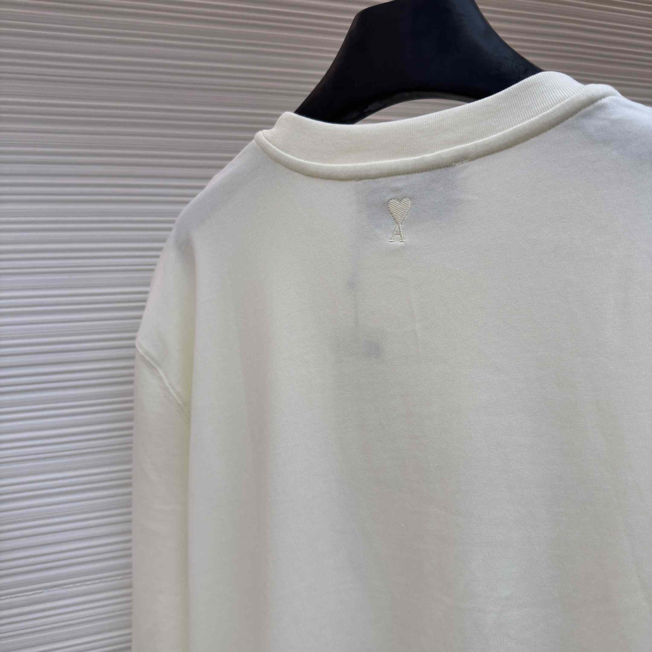 AMI Paris Logo-Print Striped-Patch T-shirt - DesignerGu