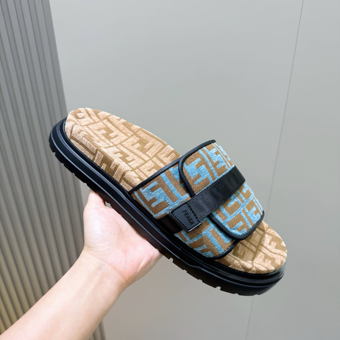 Fendi Jacquard Strap Slides - DesignerGu