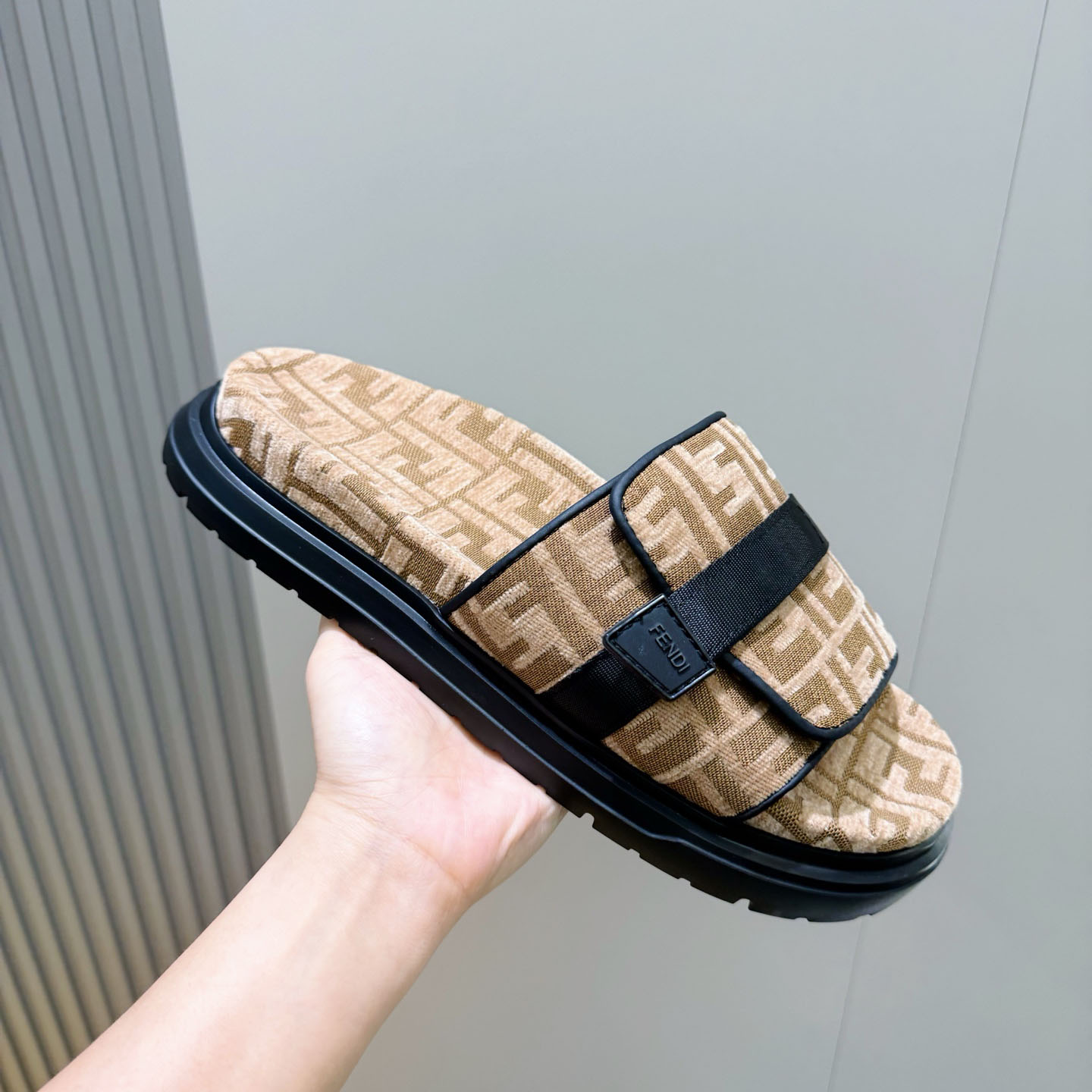 Fendi Jacquard Strap Slides - DesignerGu