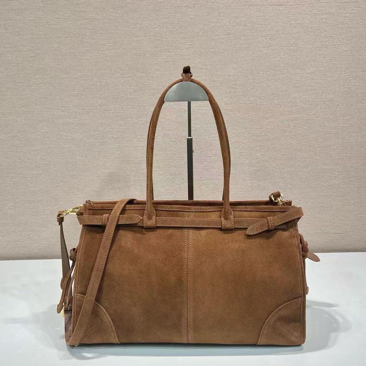 Prada Prada Bonnie Large Suede Handbag - DesignerGu