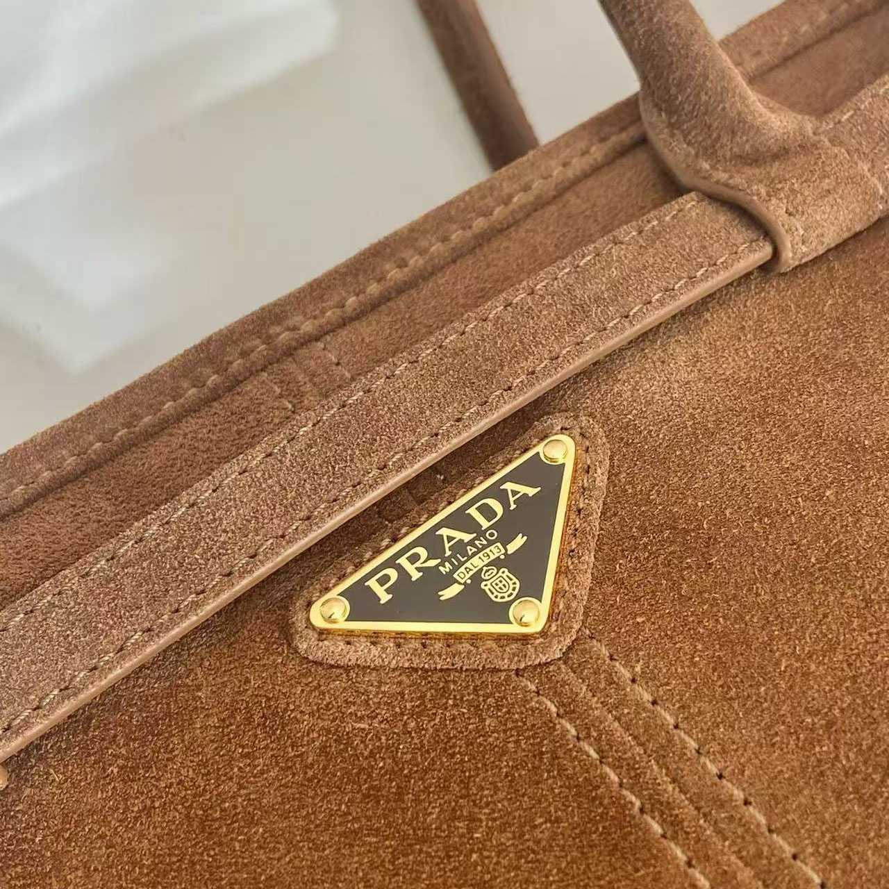 Prada Prada Bonnie Large Suede Handbag - DesignerGu