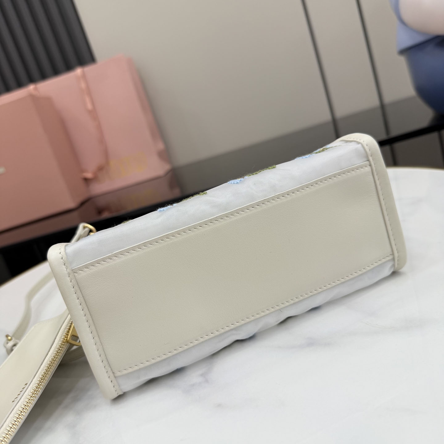 Miu Miu Embroidered Mesh Top-Handle Bag - DesignerGu