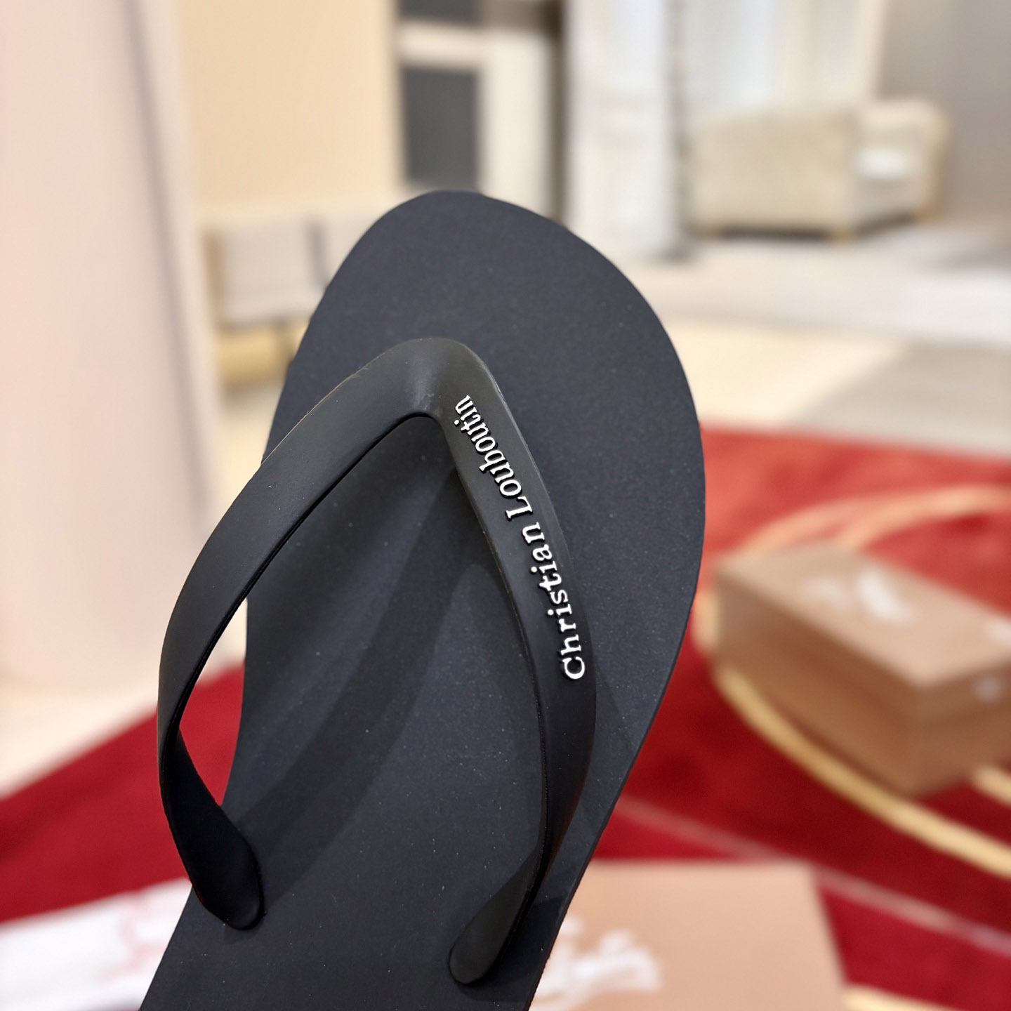 Christian Louboutin Logo Embossed Rubber Flip Flop - DesignerGu