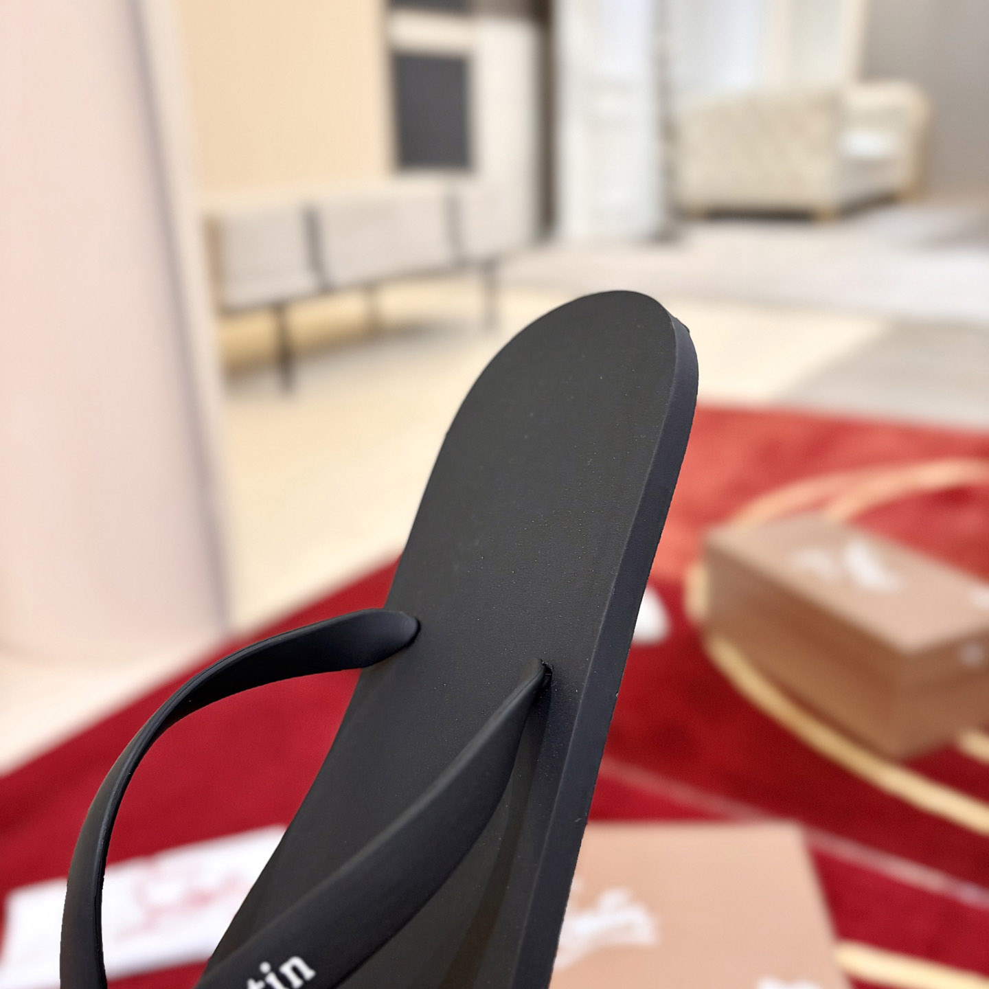 Christian Louboutin Logo Embossed Rubber Flip Flop - DesignerGu