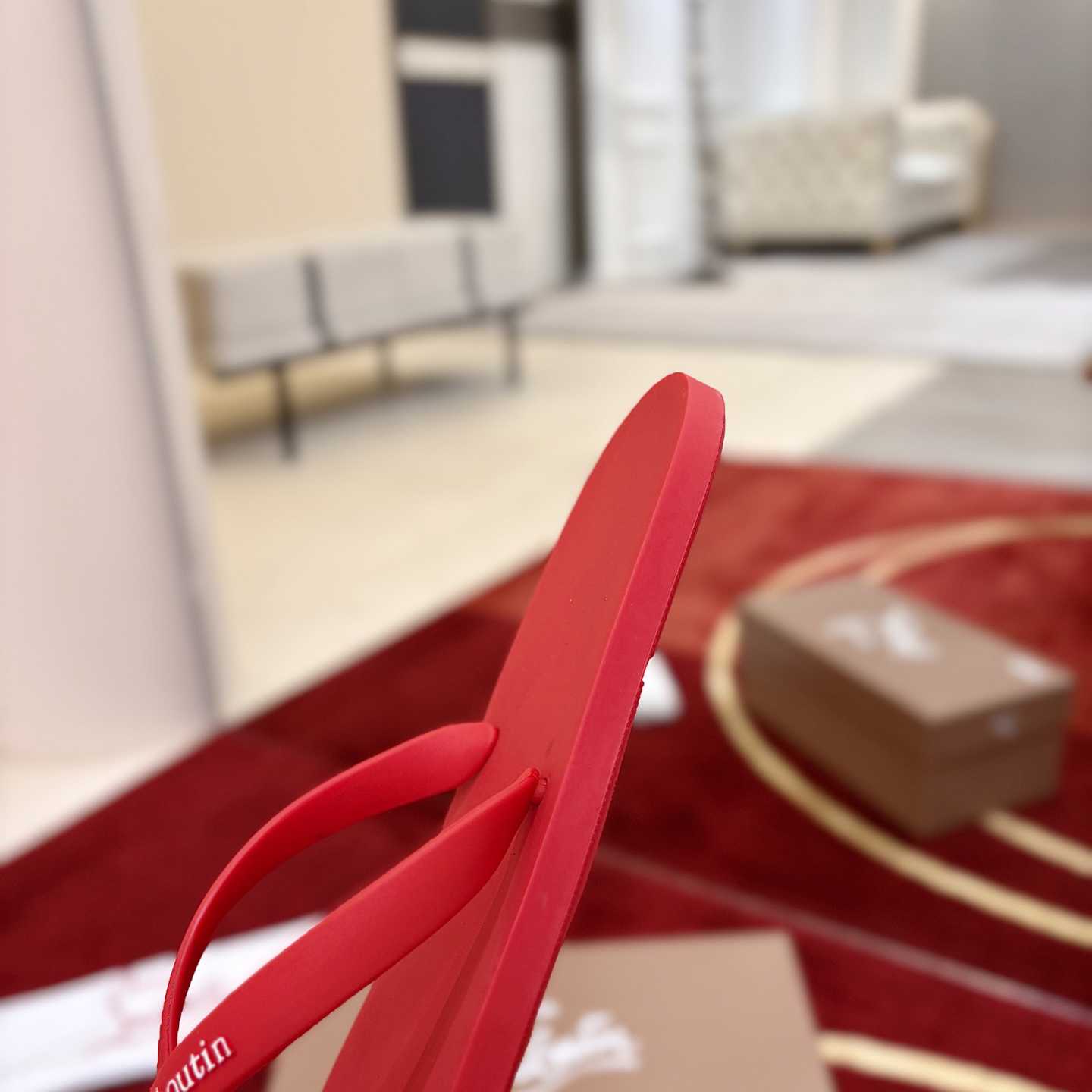 Christian Louboutin Logo Embossed Rubber Flip Flop - DesignerGu