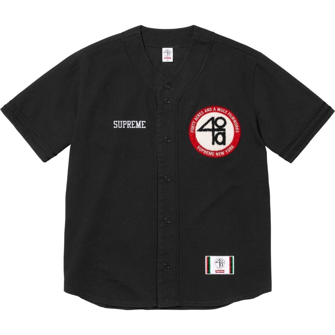 Supreme x 40 Acres Twill Baseball Jersey 'Black' - DesignerGu