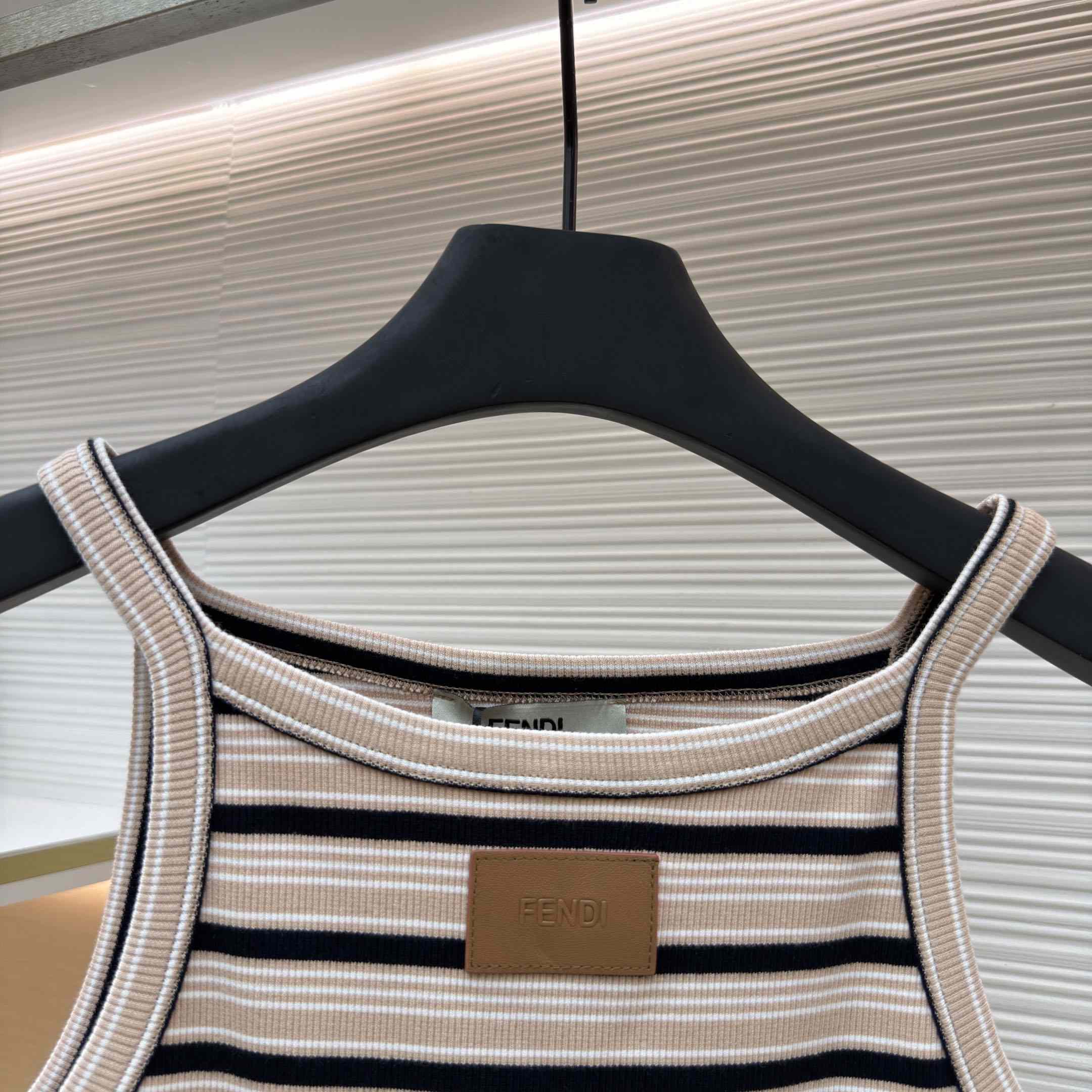 Fendi Multicolour Cotton Striped Knit Top - DesignerGu