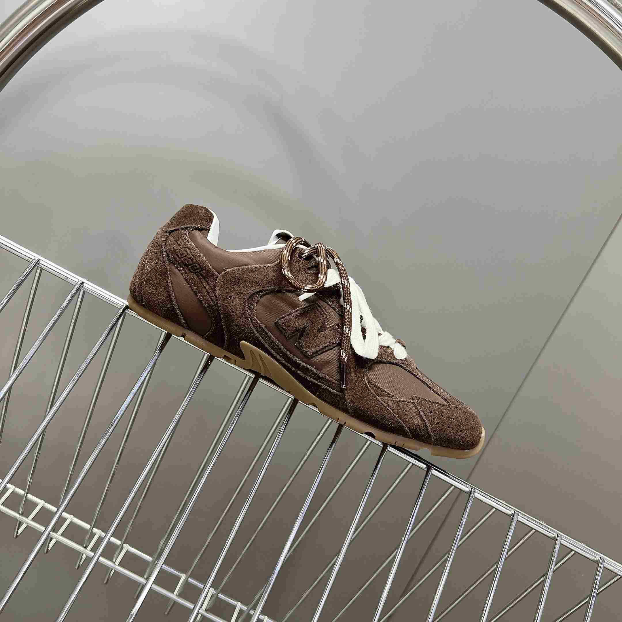 New Balance X Miu Miu 530 SL Technical Fabric And Suede Sneakers - DesignerGu
