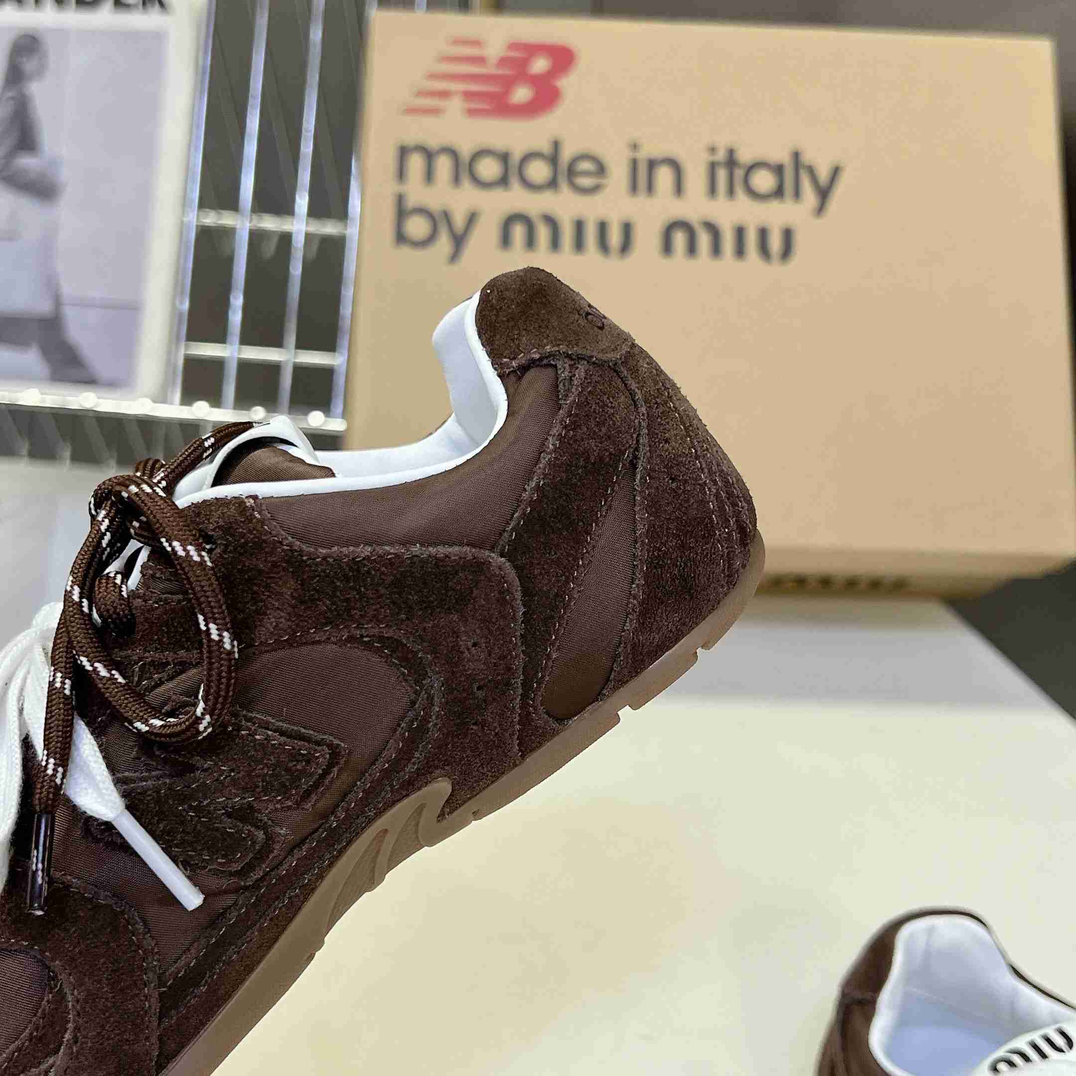 New Balance X Miu Miu 530 SL Technical Fabric And Suede Sneakers - DesignerGu