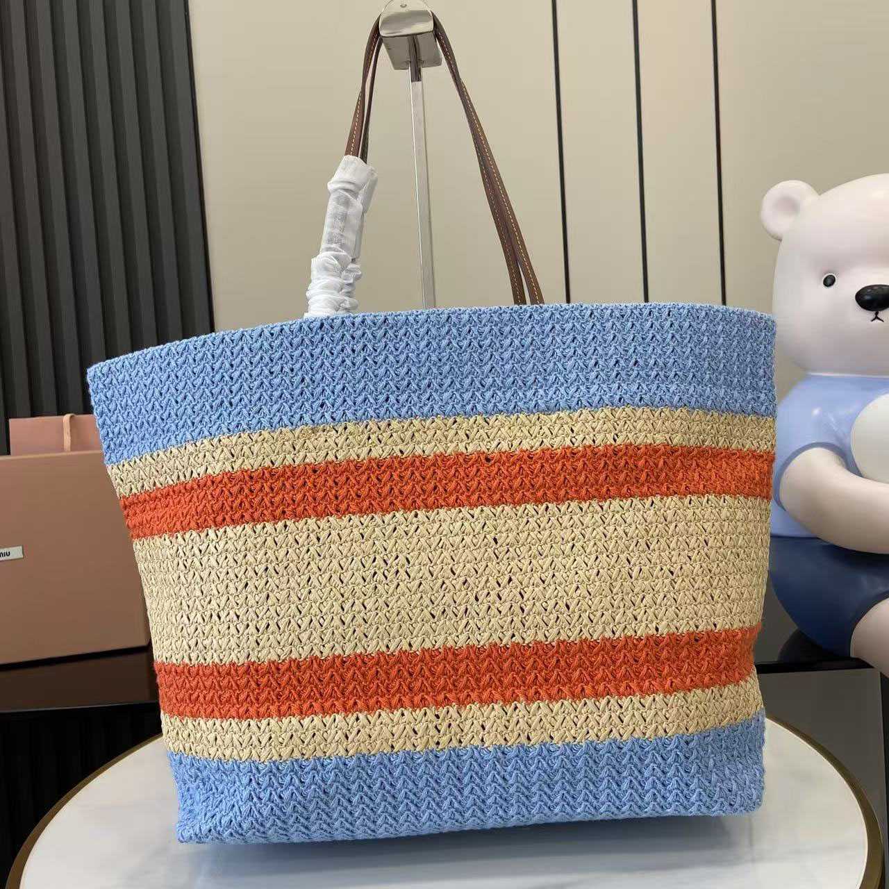 Miu Miu Raffia-Effect Woven ToteBag 5BG228 - DesignerGu