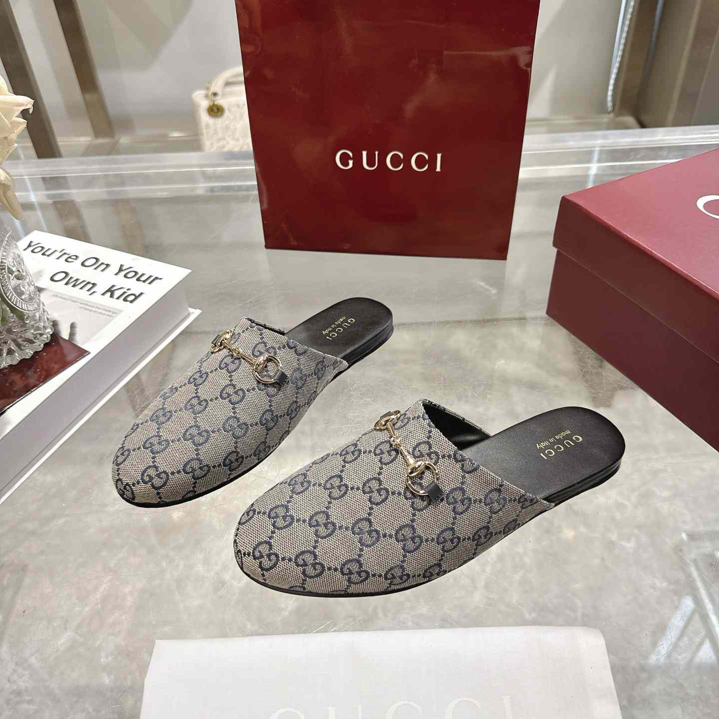 Gucci   Lucy Logo Suede Mule Loafers - DesignerGu