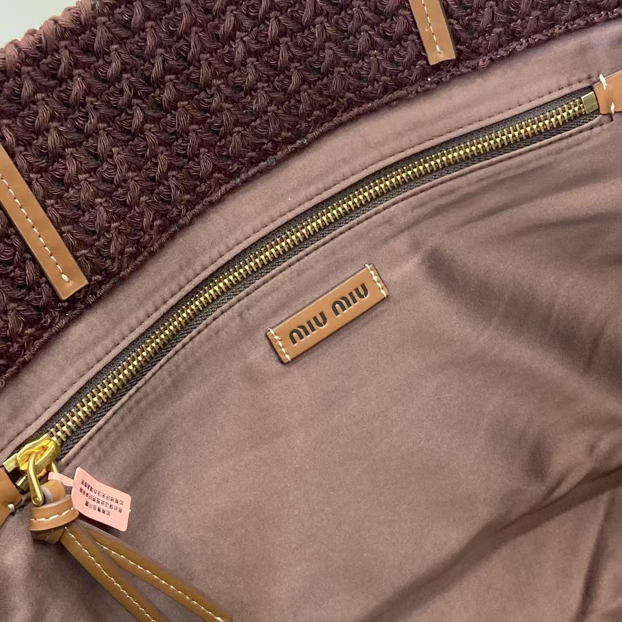 Miu Miu Raffia-Effect Woven ToteBag 5BG228 - DesignerGu