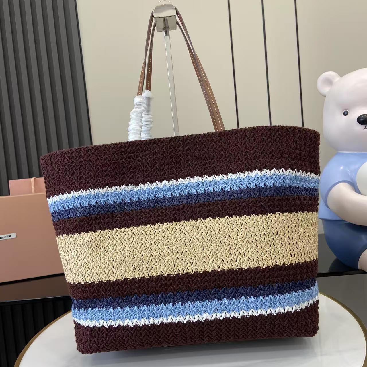 Miu Miu Raffia-Effect Woven ToteBag 5BG228 - DesignerGu