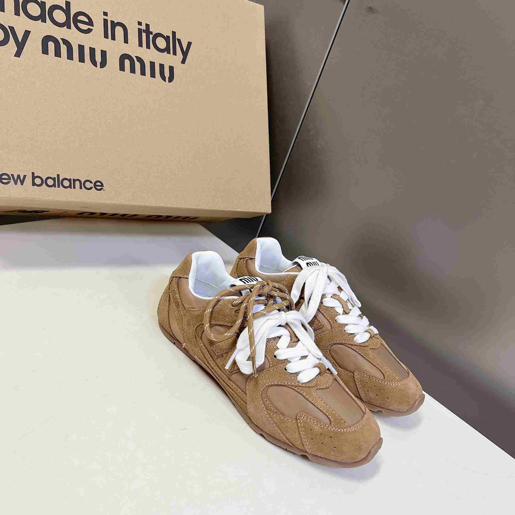 New Balance X Miu Miu 530 SL Technical Fabric And Suede Sneakers - DesignerGu