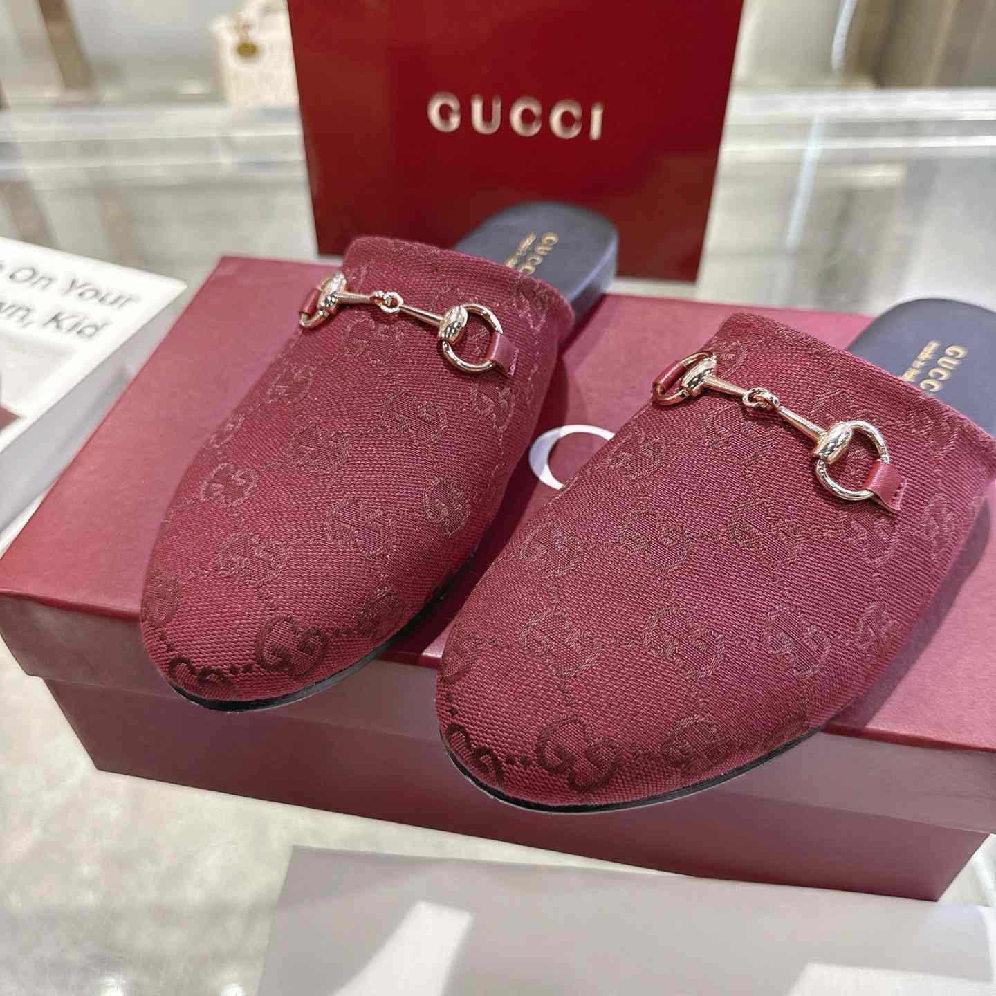Gucci   Lucy Logo Suede Mule Loafers - DesignerGu