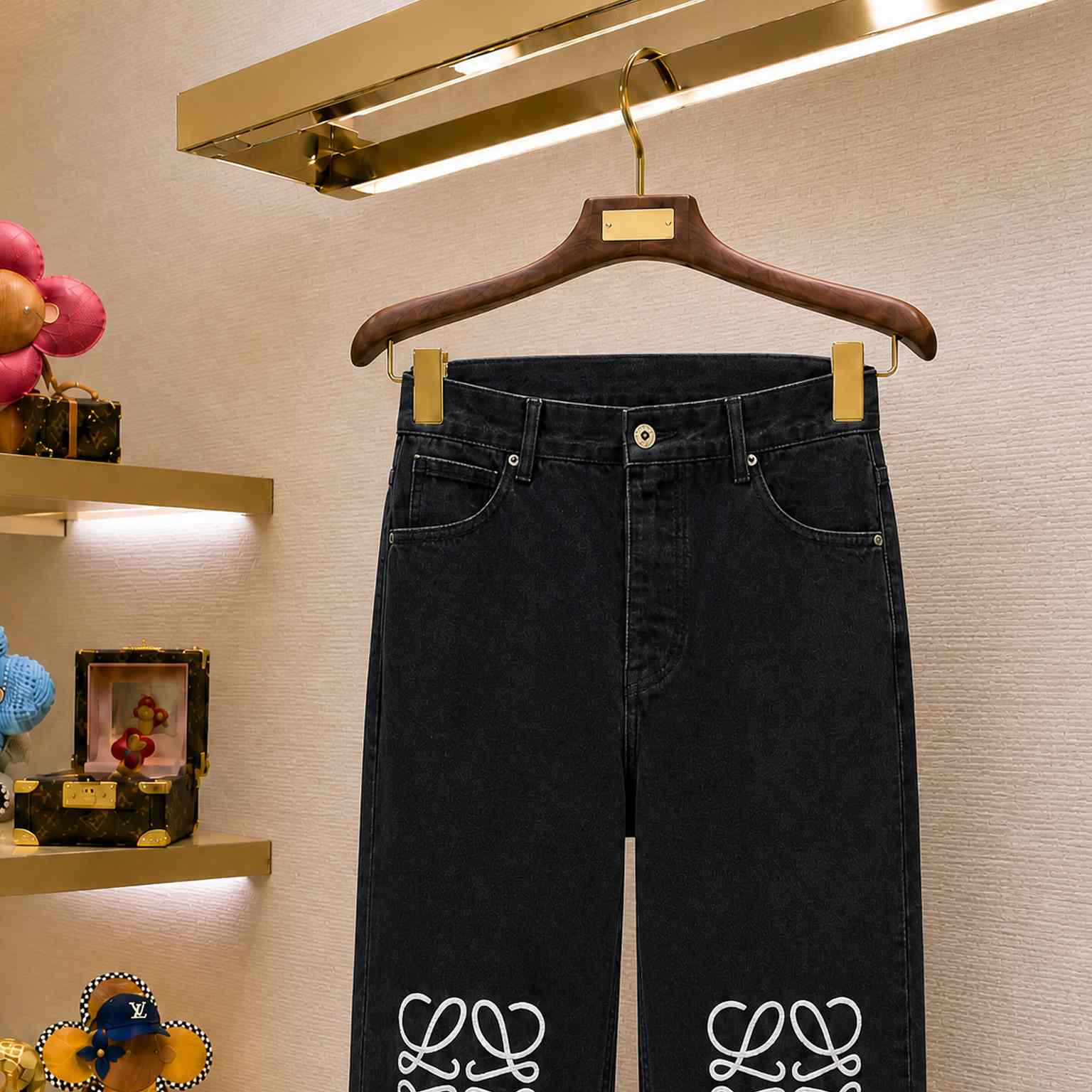 Loewe Anagram Denim Mid-Rise Baggy Jeans - DesignerGu