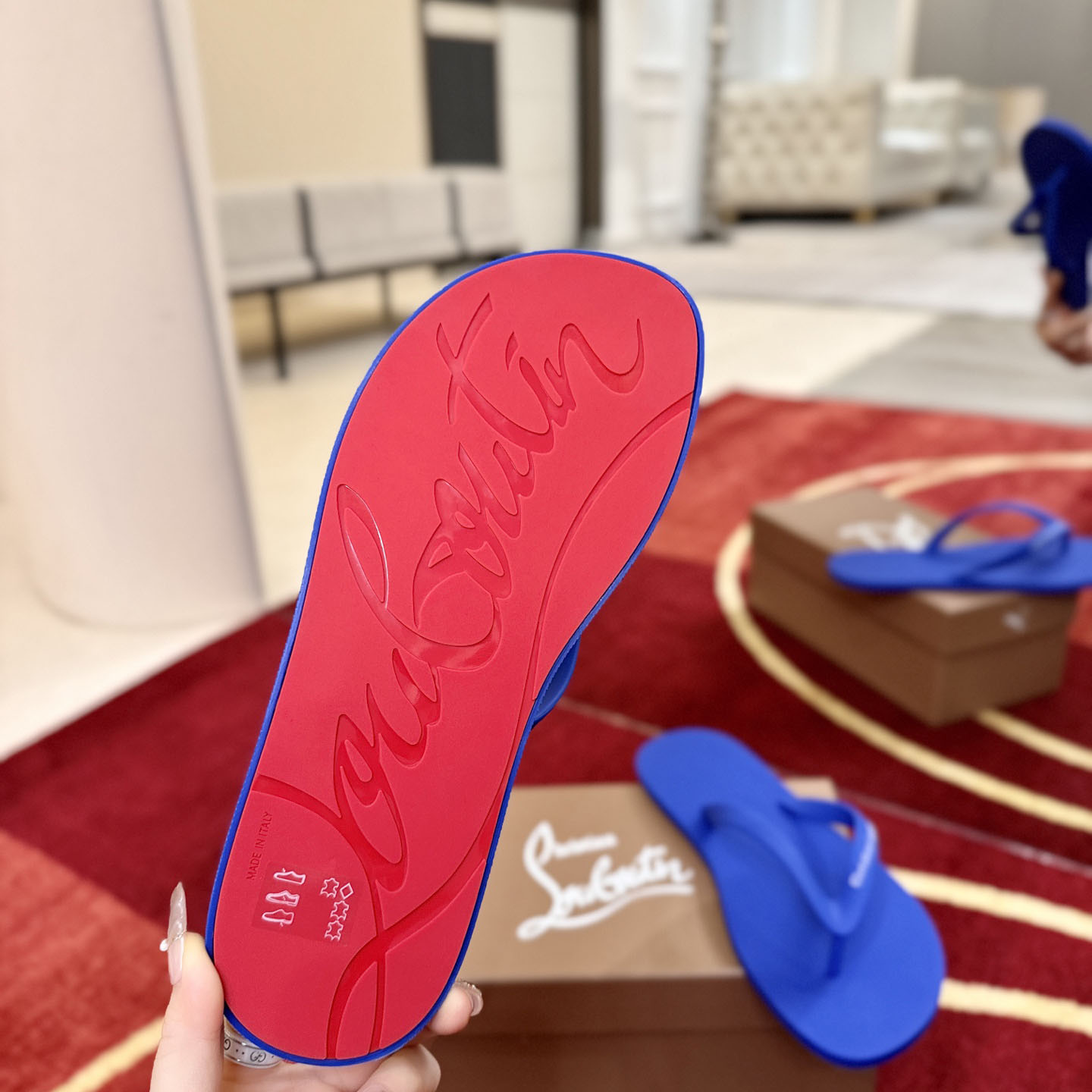 Christian Louboutin Logo Embossed Rubber Flip Flop - DesignerGu