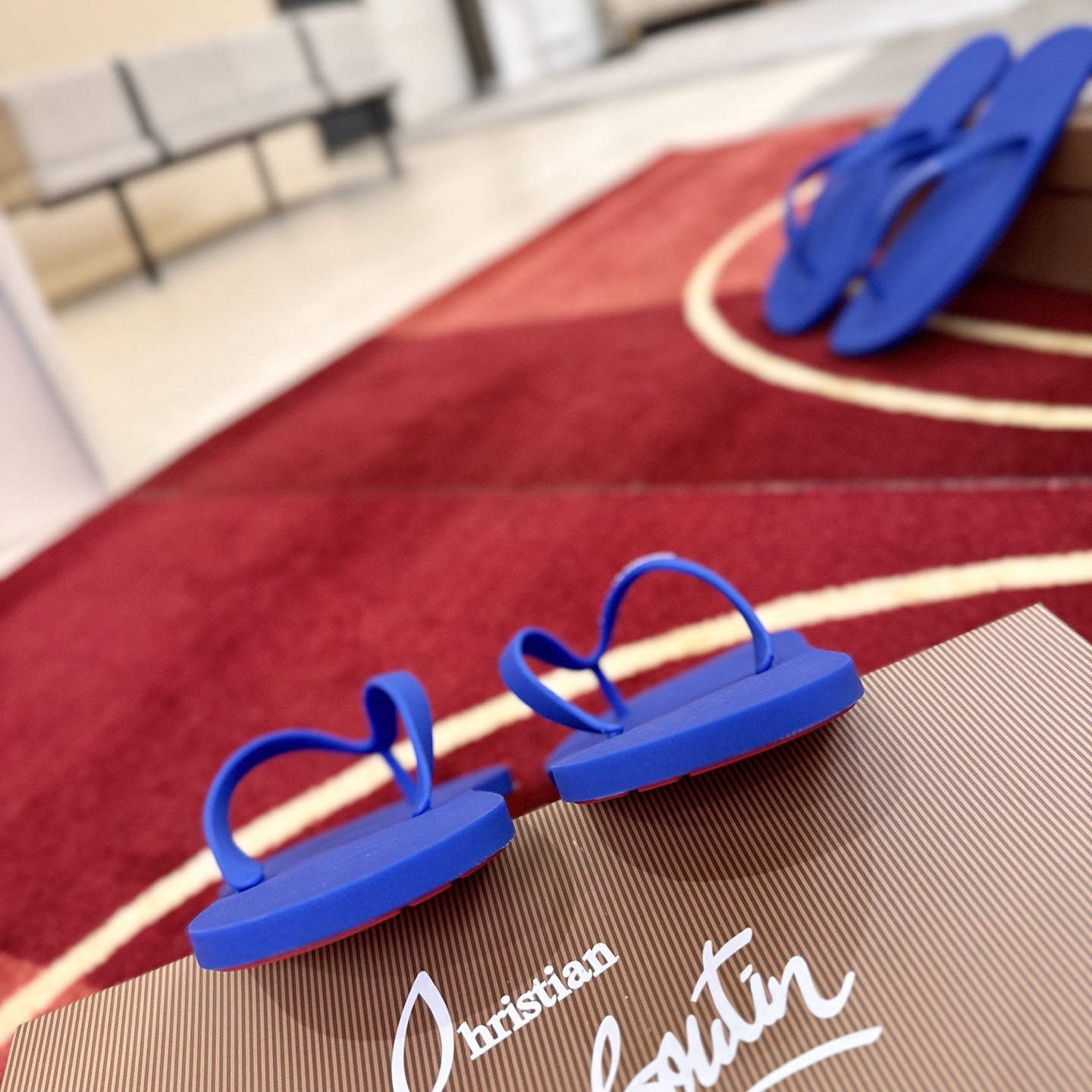 Christian Louboutin Logo Embossed Rubber Flip Flop - DesignerGu