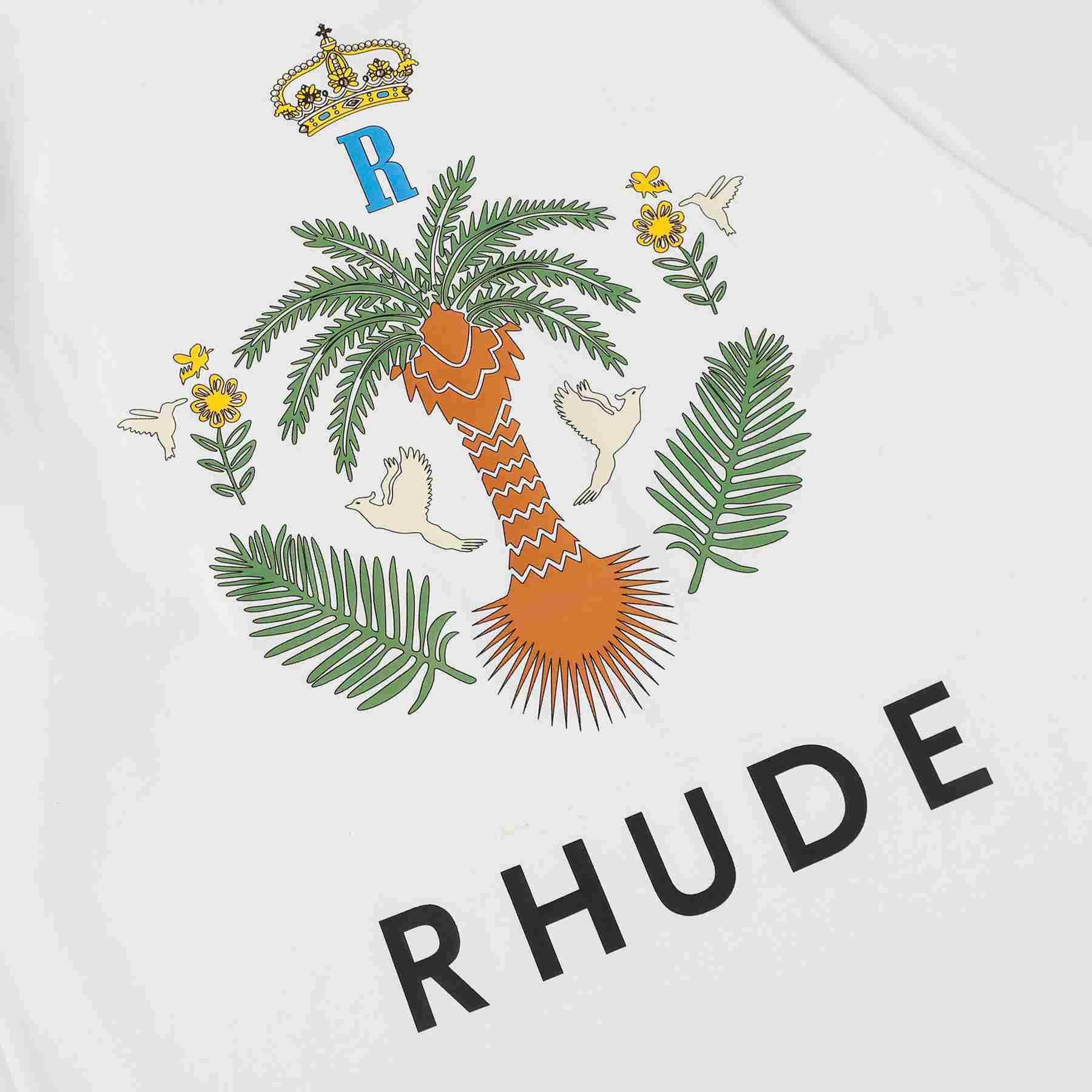 Rhude Las Palmas Logo Print Cotton Jersey T-Shirt - DesignerGu