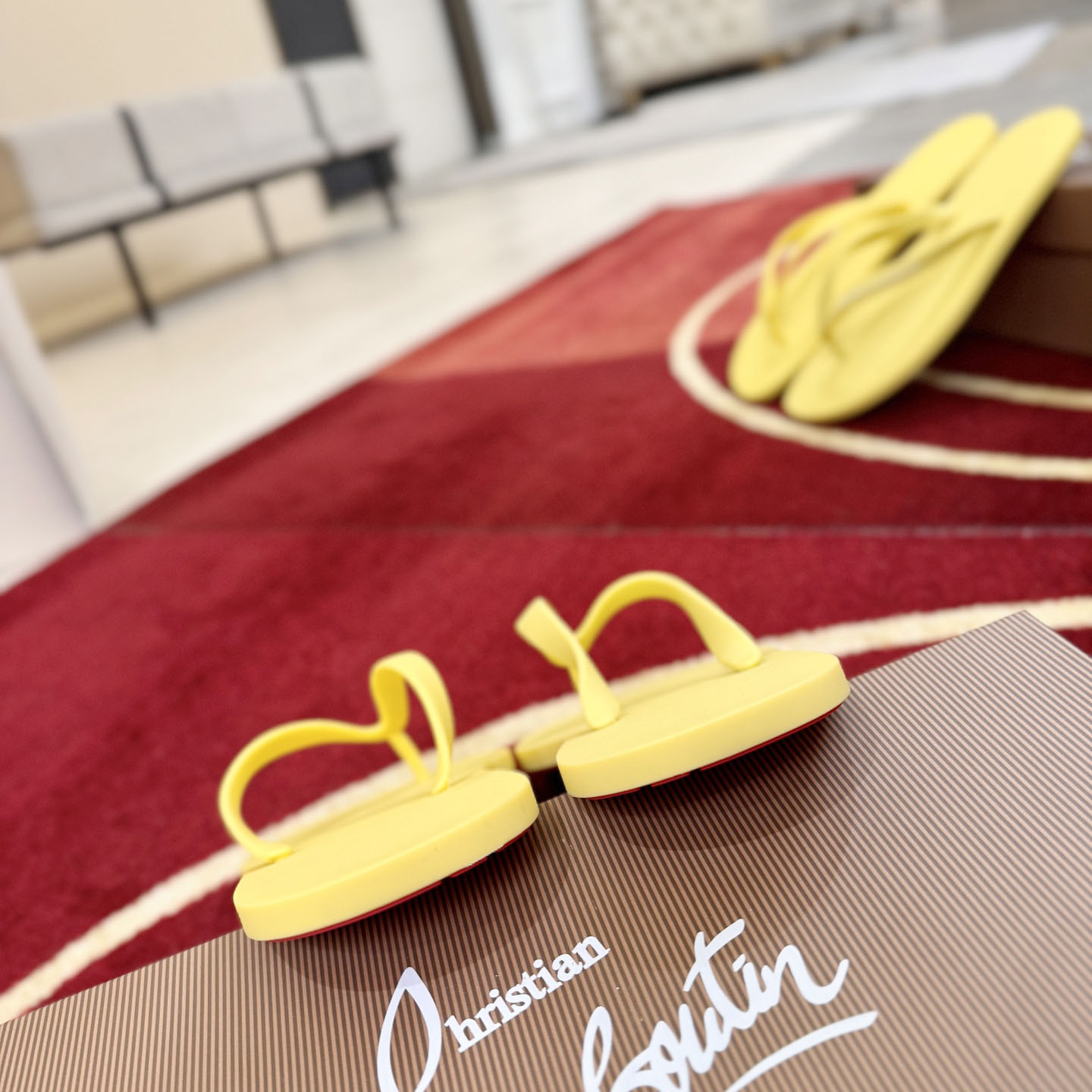 Christian Louboutin Logo Embossed Rubber Flip Flop - DesignerGu