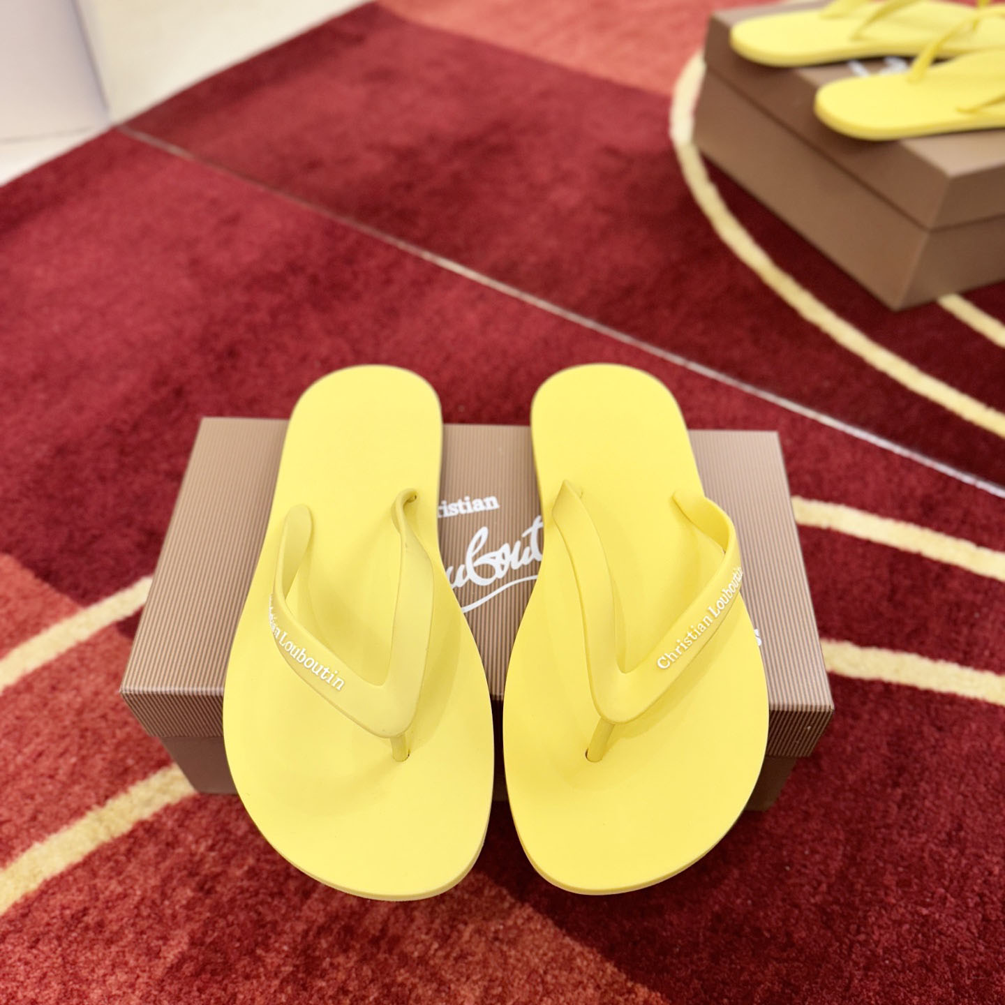 Christian Louboutin Logo Embossed Rubber Flip Flop - DesignerGu