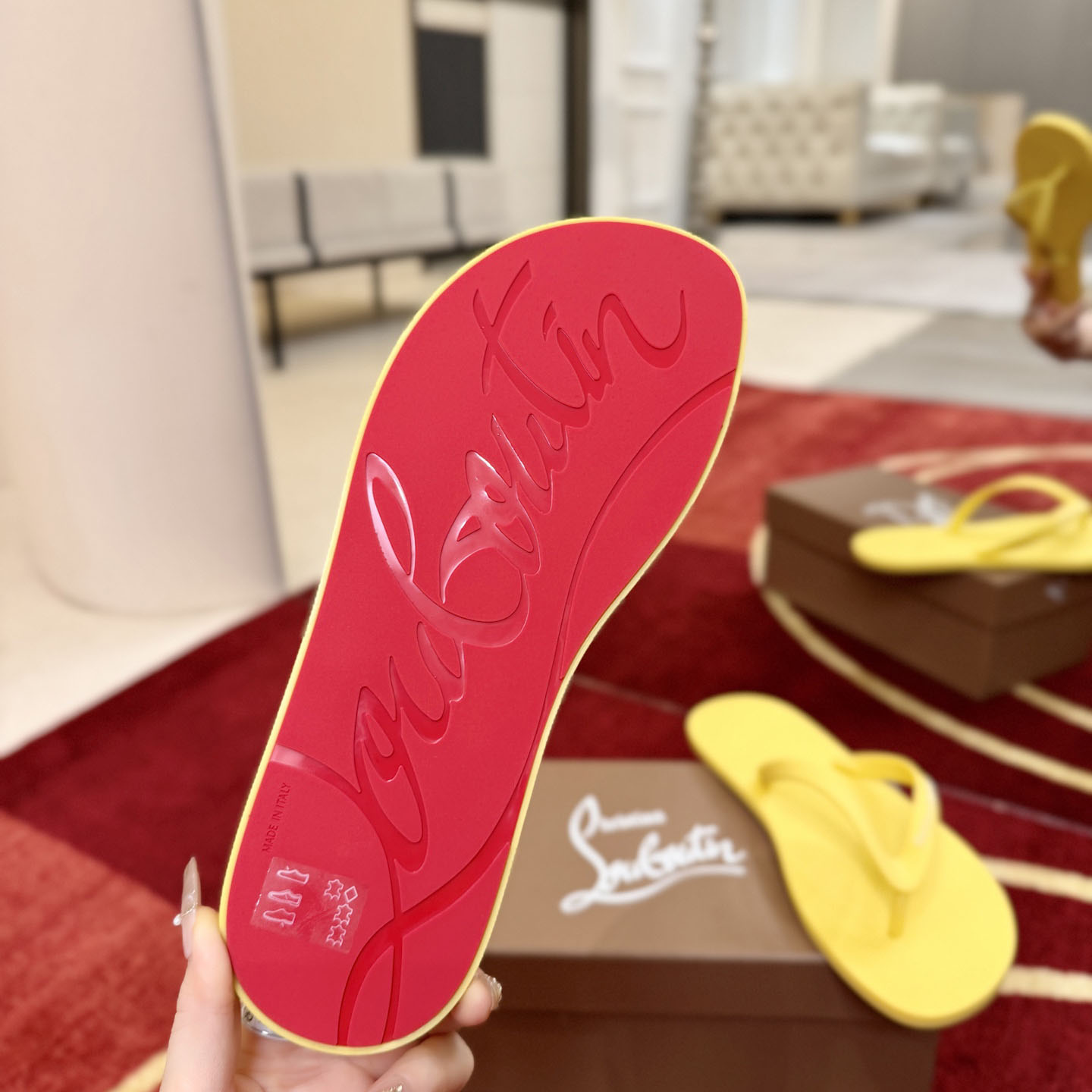 Christian Louboutin Logo Embossed Rubber Flip Flop - DesignerGu