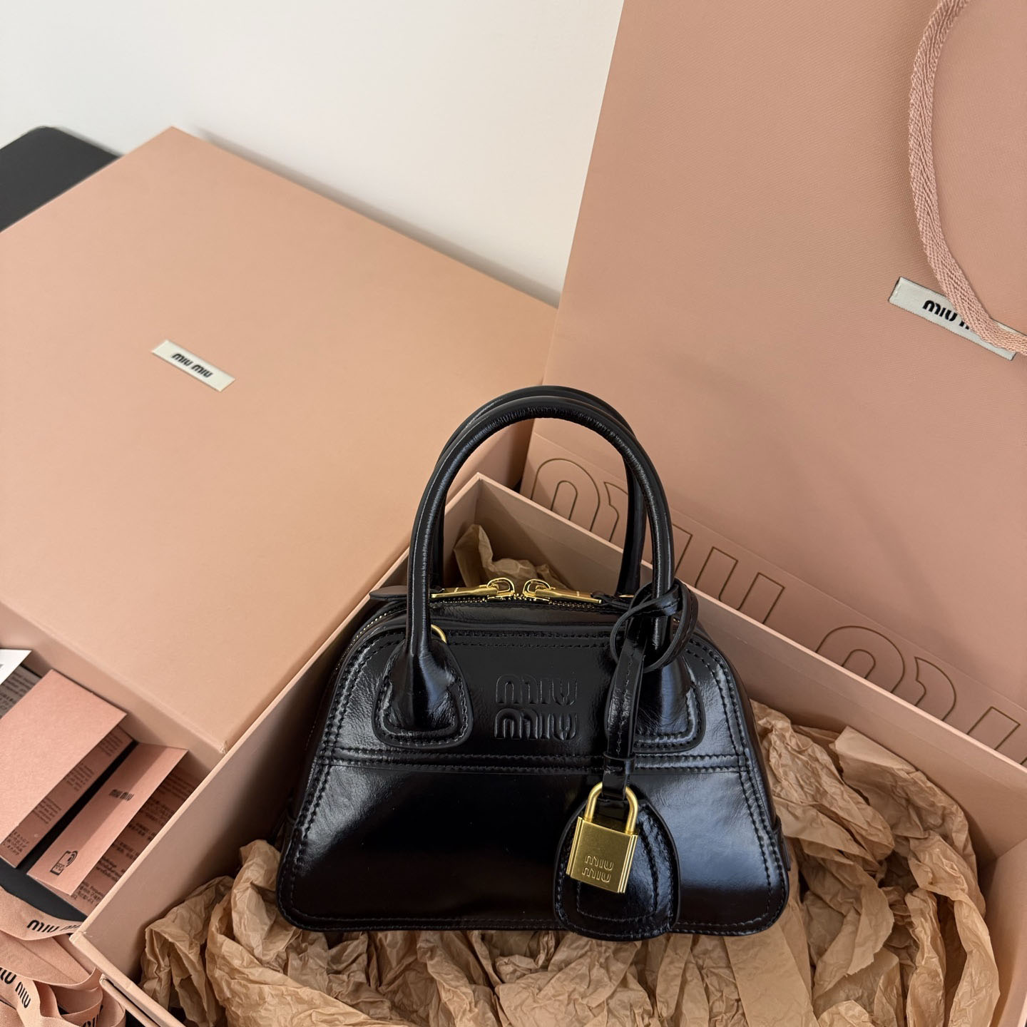 Miu Miu Vivant Shiny Leather Mini Bag - DesignerGu