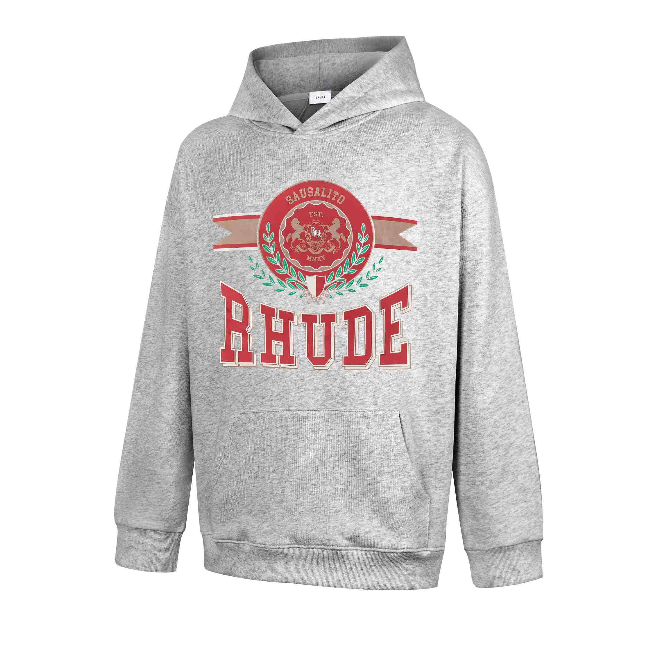 Rhude Sausalito Crest Logo Graphic Cotton Hoodie - DesignerGu