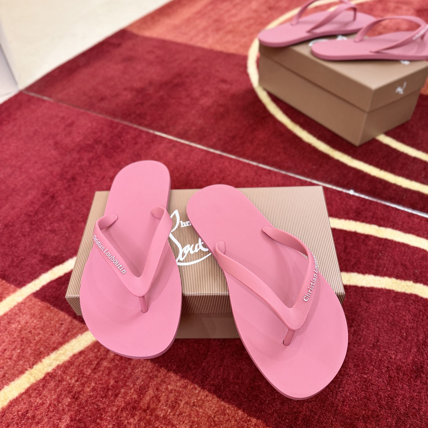 Christian Louboutin Logo Embossed Rubber Flip Flop - DesignerGu