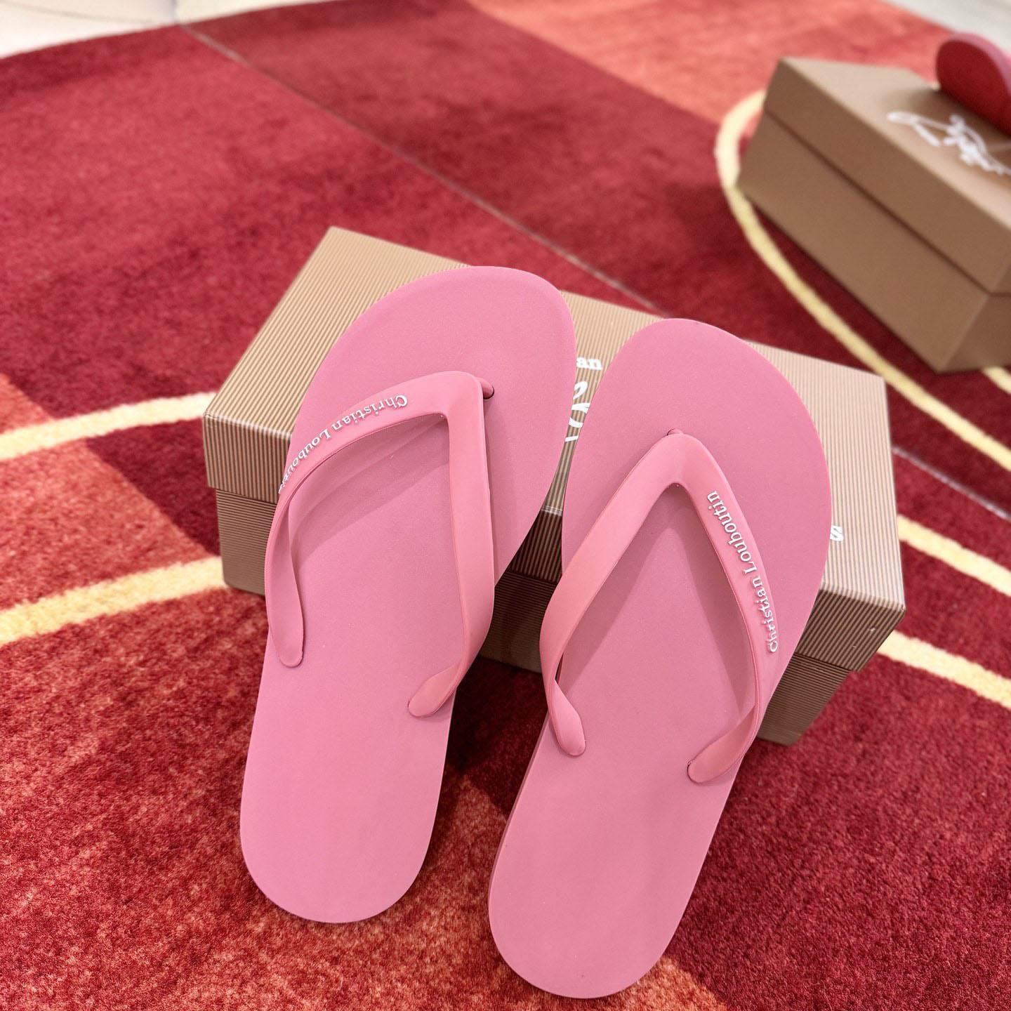 Christian Louboutin Logo Embossed Rubber Flip Flop - DesignerGu
