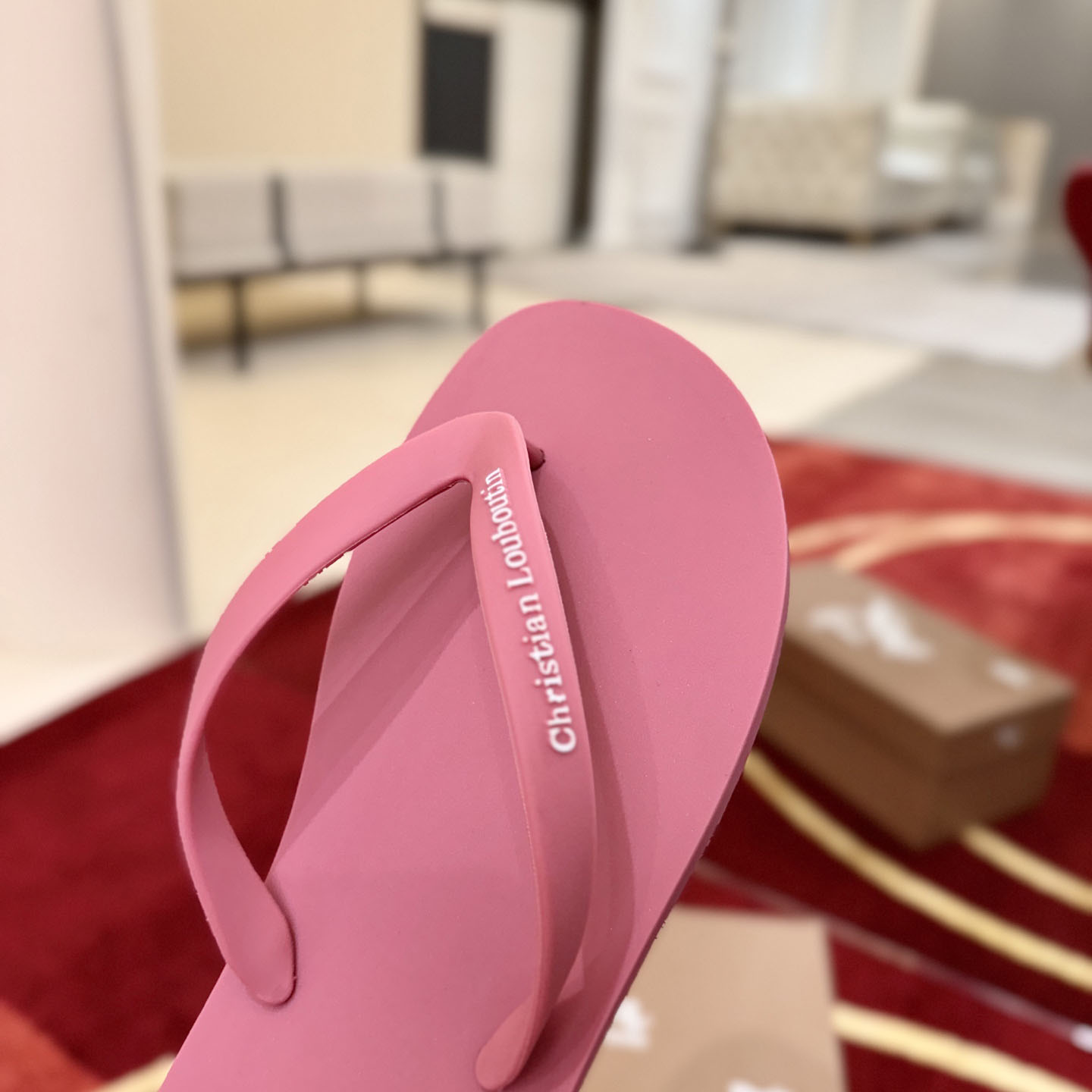 Christian Louboutin Logo Embossed Rubber Flip Flop - DesignerGu
