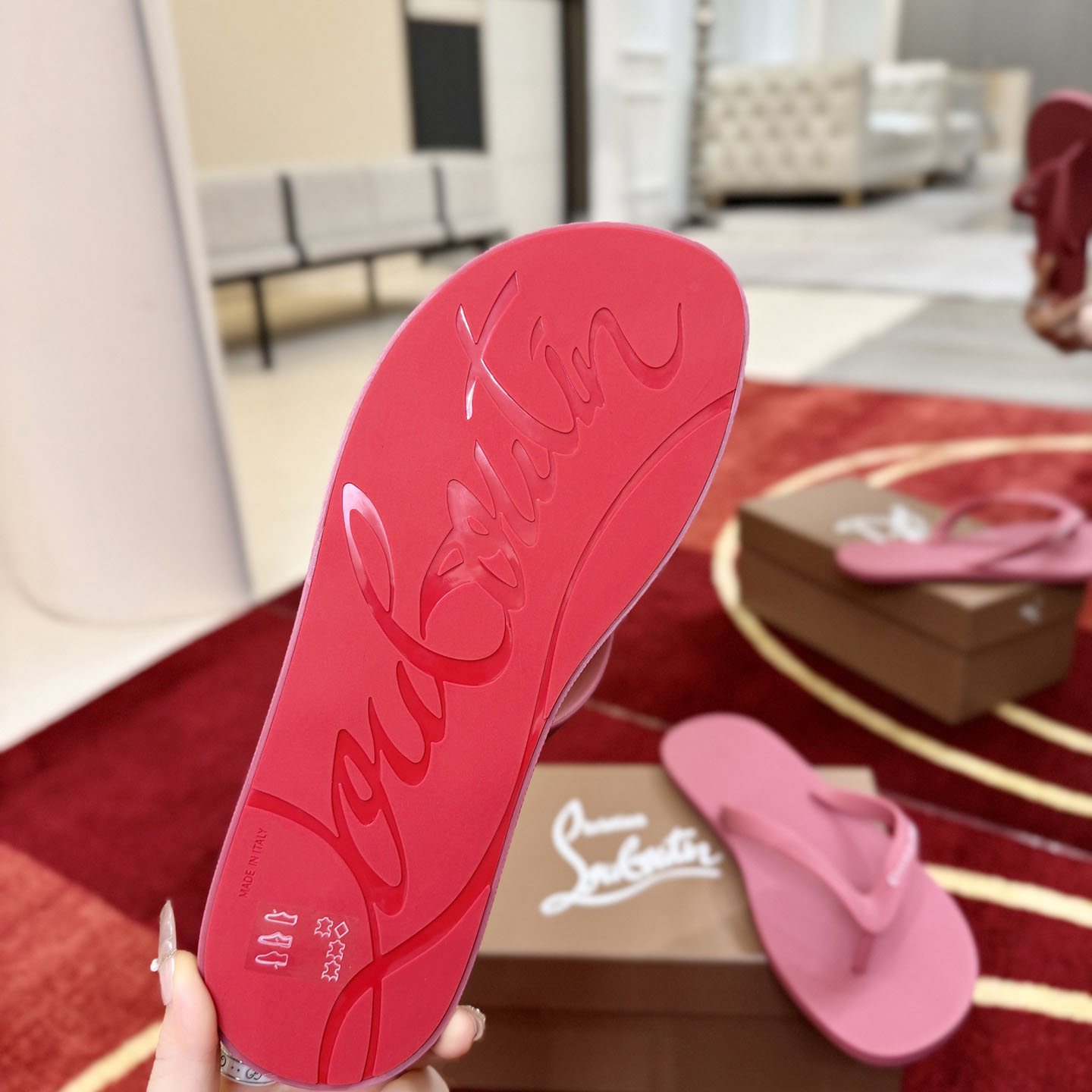 Christian Louboutin Logo Embossed Rubber Flip Flop - DesignerGu