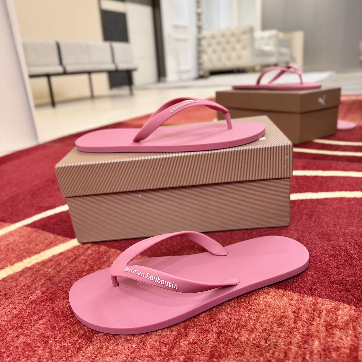 Christian Louboutin Logo Embossed Rubber Flip Flop - DesignerGu