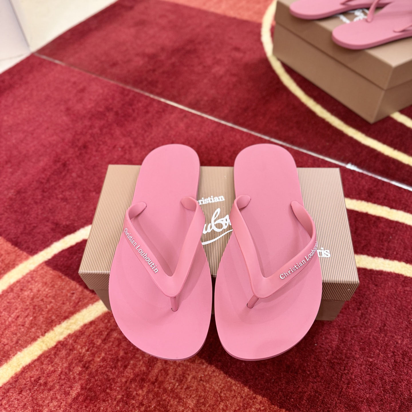 Christian Louboutin Logo Embossed Rubber Flip Flop - DesignerGu