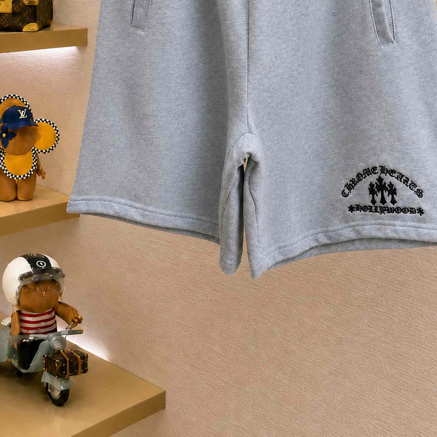 Chrome Hearts Cemetery Cross Embroidered Sweat Shorts - DesignerGu