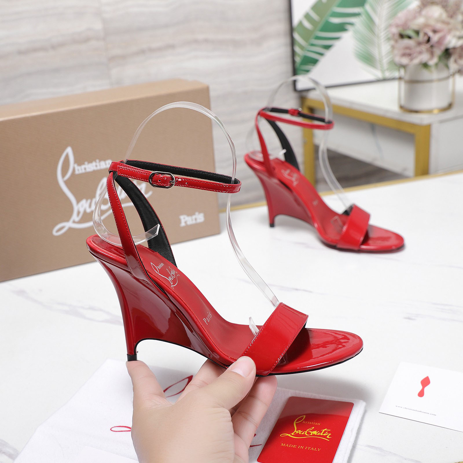 Christian Louboutin Zeezeenella Wedge Sandals - DesignerGu