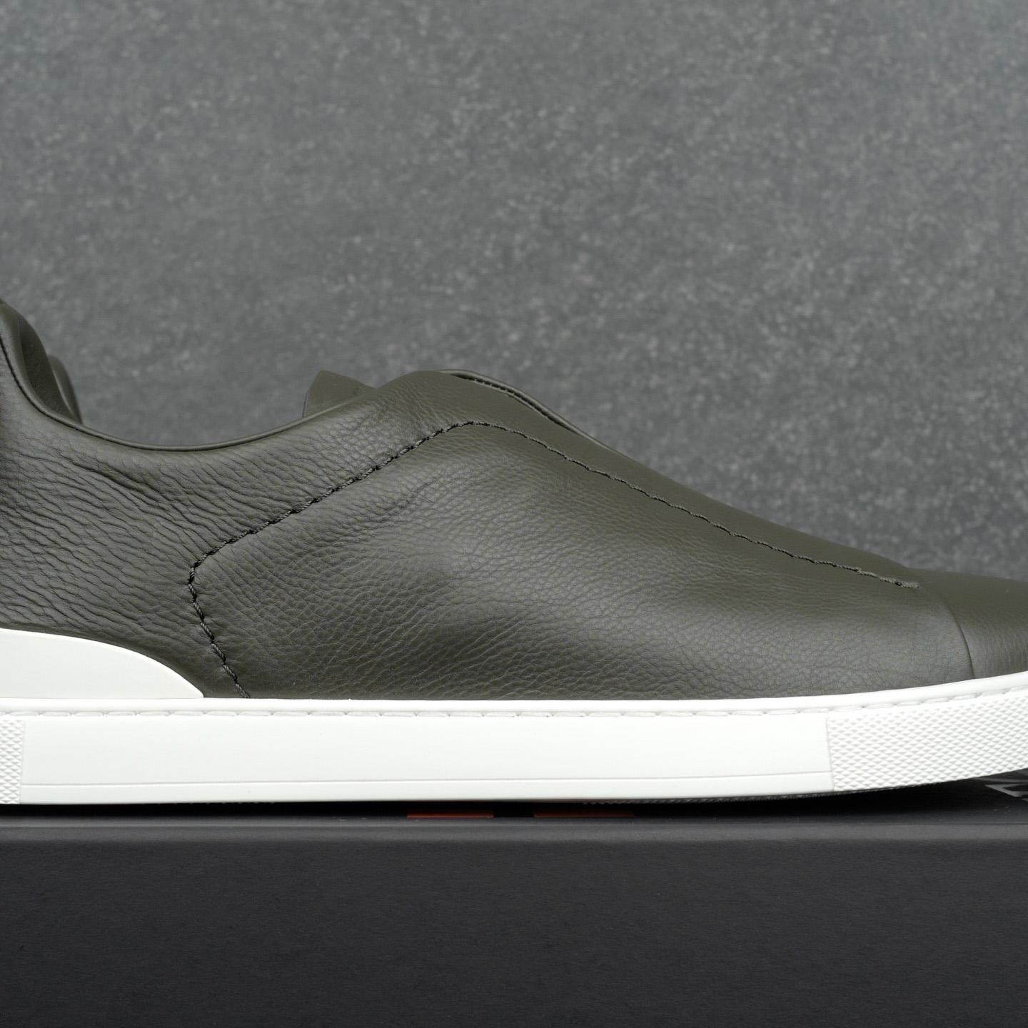 Zegna Dark Taupe Triple Stitch™ SECONDSKIN Sneakers - DesignerGu