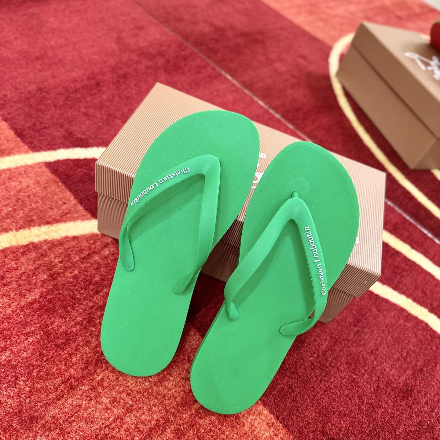 Christian Louboutin Logo Embossed Rubber Flip Flop - DesignerGu