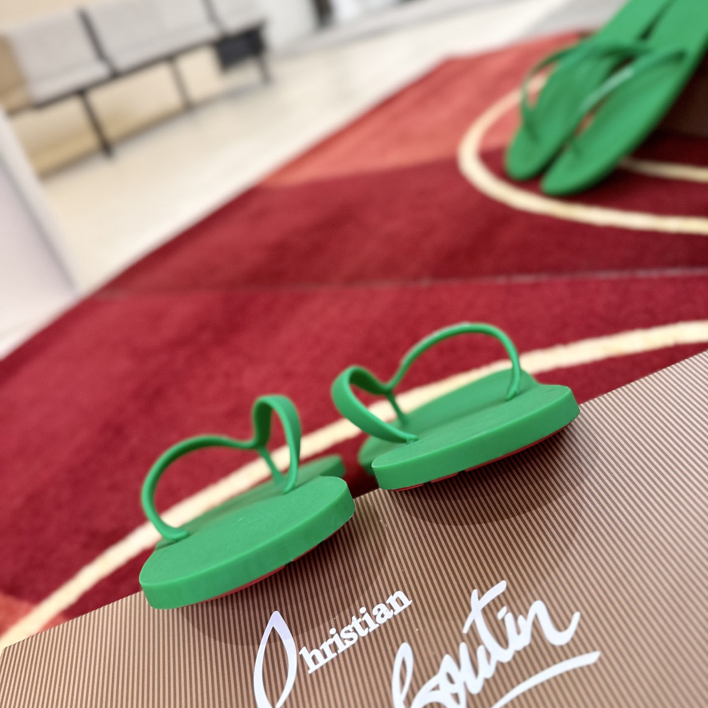 Christian Louboutin Logo Embossed Rubber Flip Flop - DesignerGu