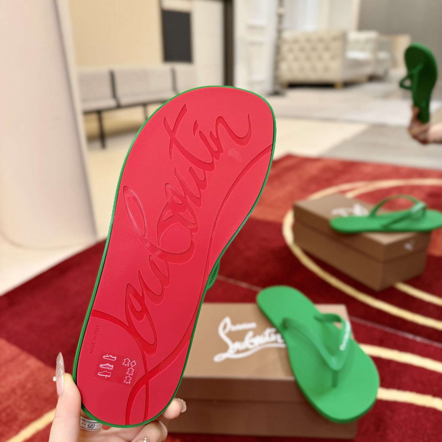 Christian Louboutin Logo Embossed Rubber Flip Flop - DesignerGu