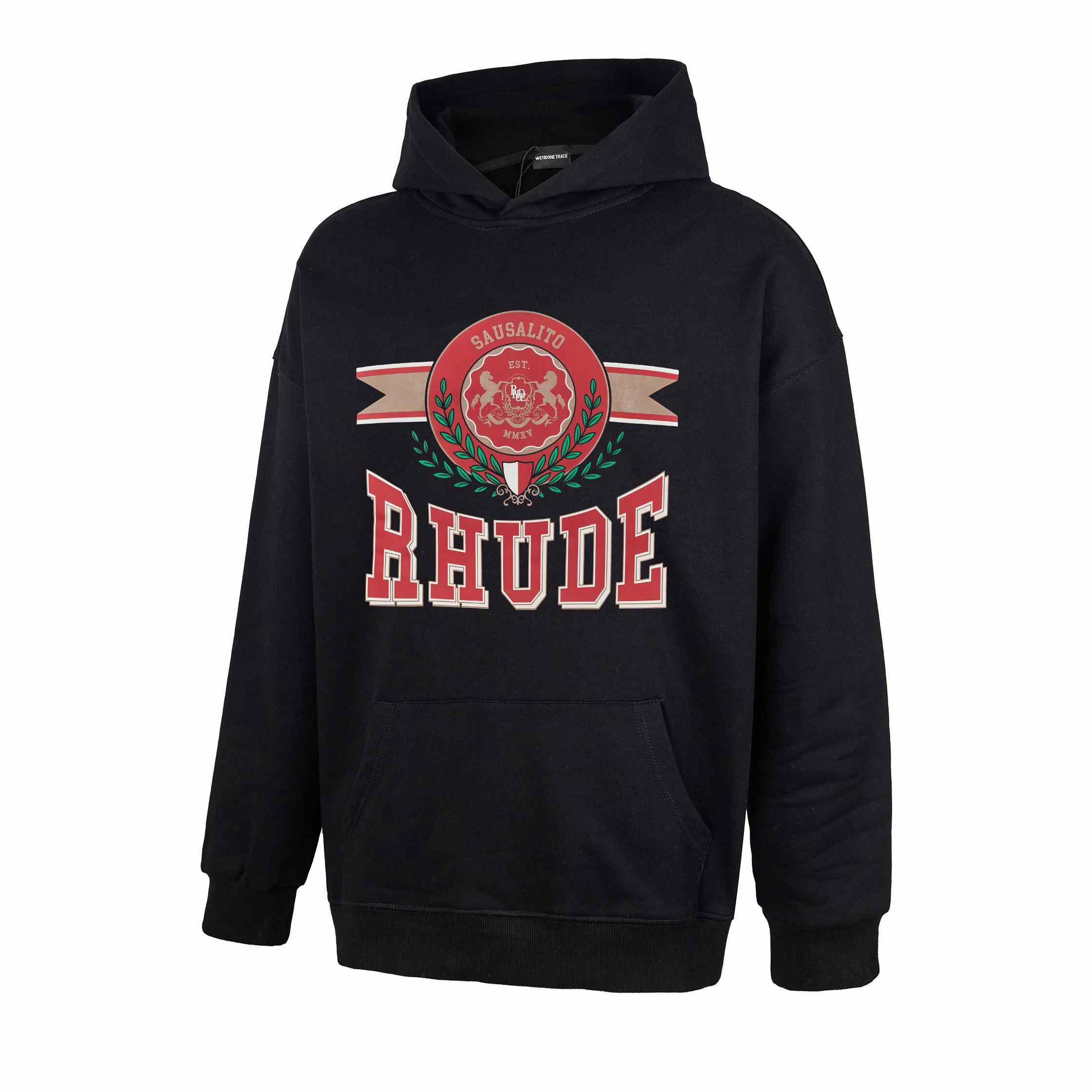 Rhude Sausalito Crest Logo Graphic Cotton Hoodie - DesignerGu