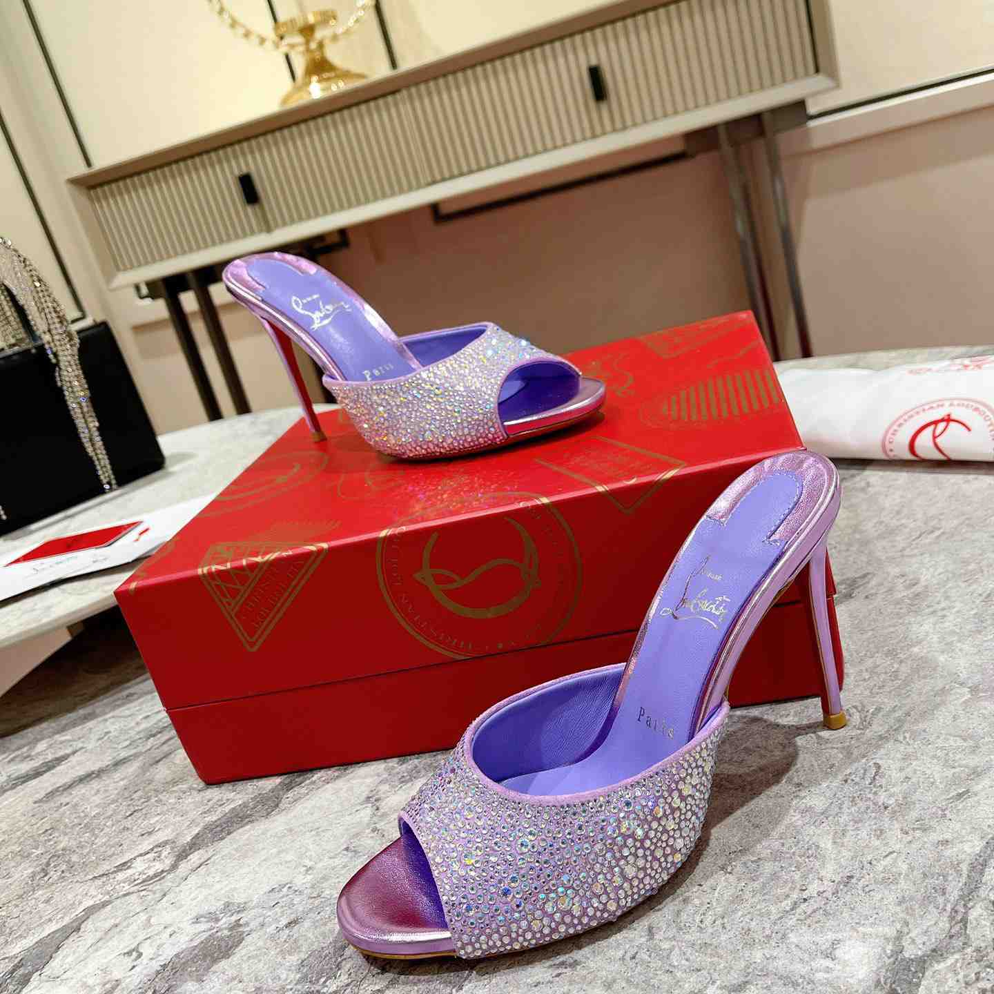 Christian Louboutin Me Dolly Strass 100 Heeled Sandals - DesignerGu