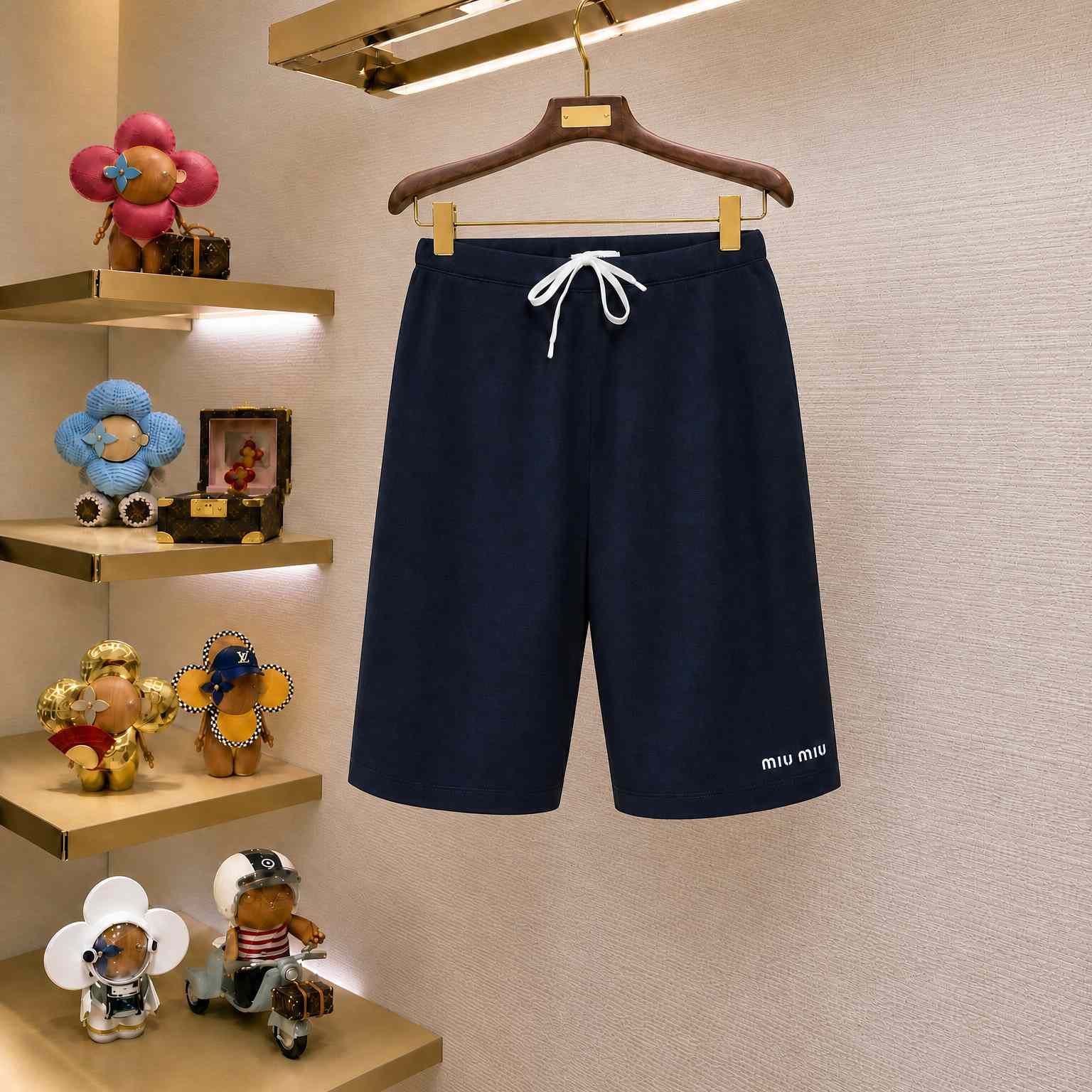 Miu Miu Embroidered Piqué Shorts - DesignerGu